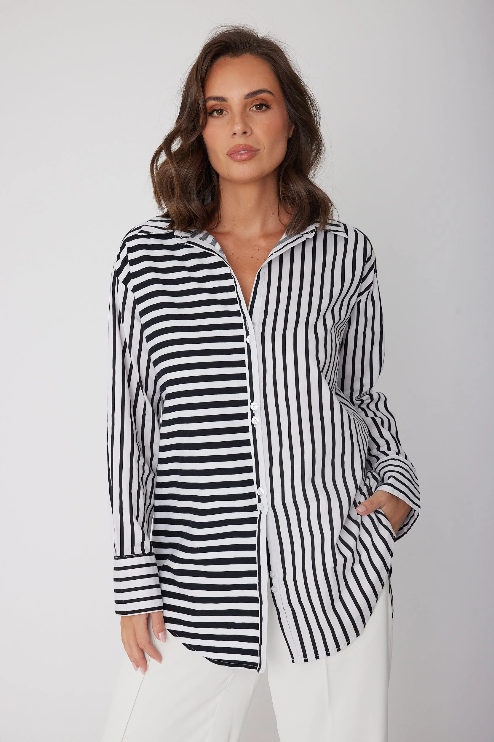 AUSTIN Shirt Mixed Stripe Black - Image 7