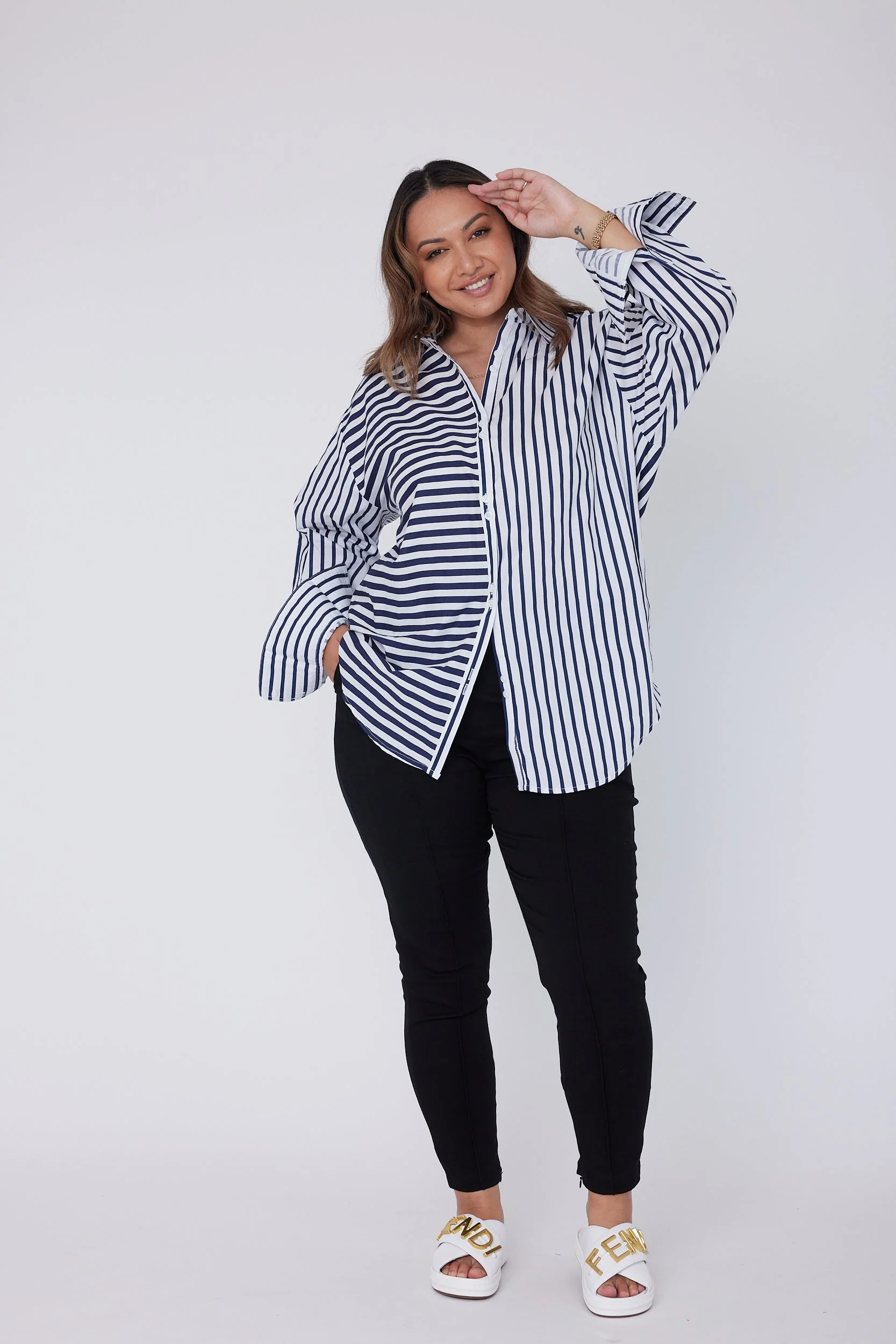 AUSTIN Shirt Mixed Stripe Navy - Image 11