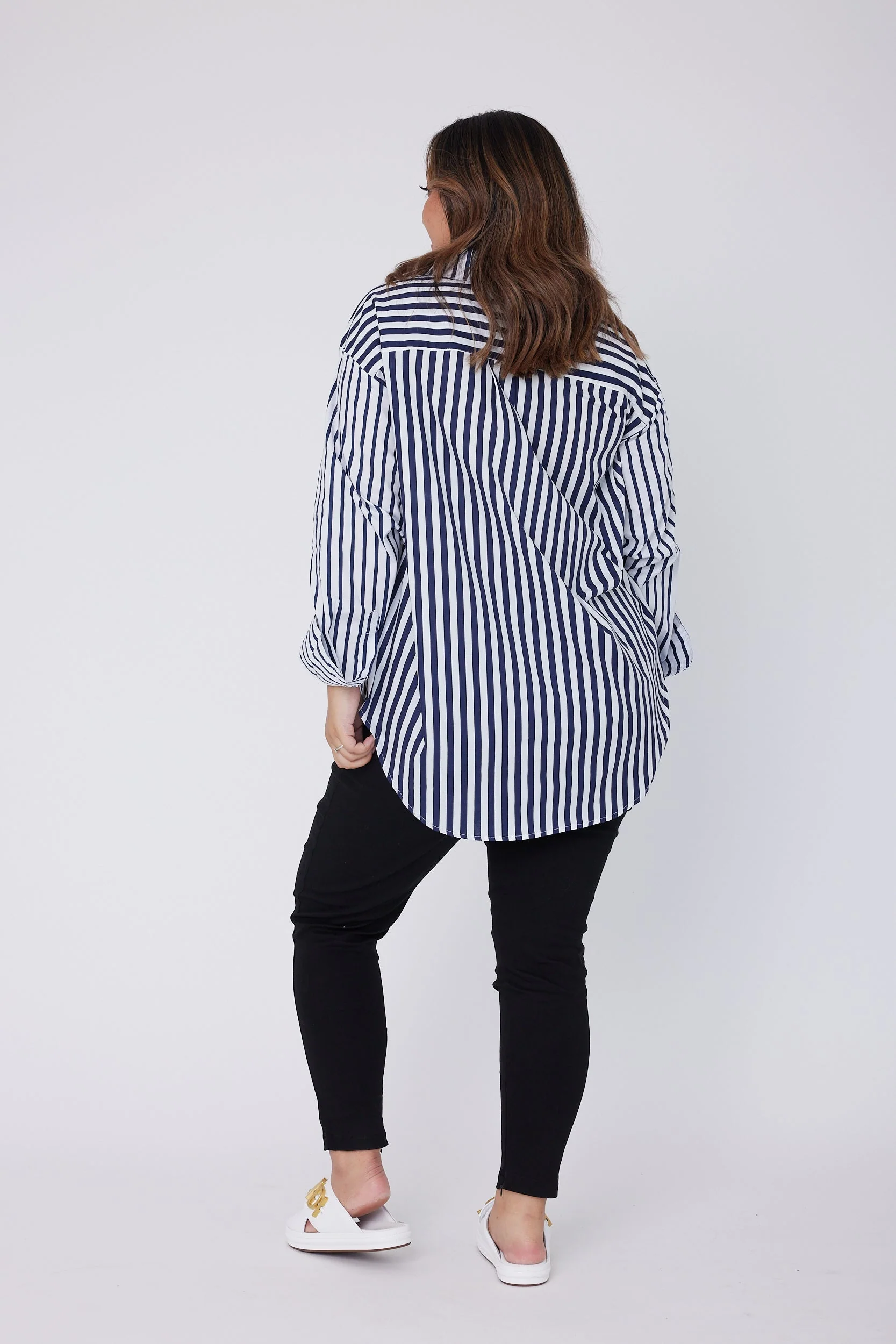 AUSTIN Shirt Mixed Stripe Navy - Image 12
