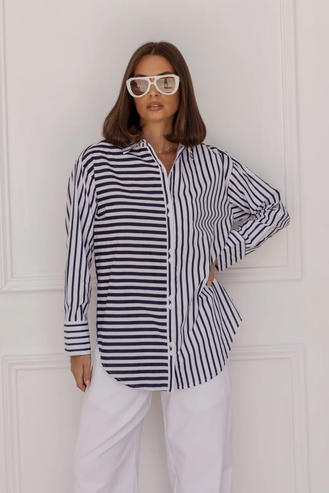 AUSTIN Shirt Mixed Stripe Navy - Image 4