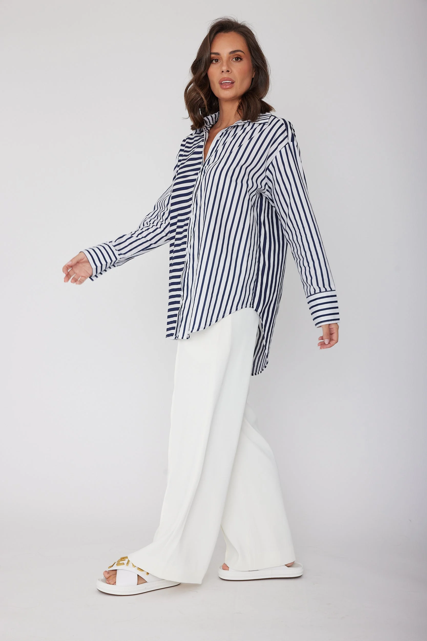 AUSTIN Shirt Mixed Stripe Navy - Image 9