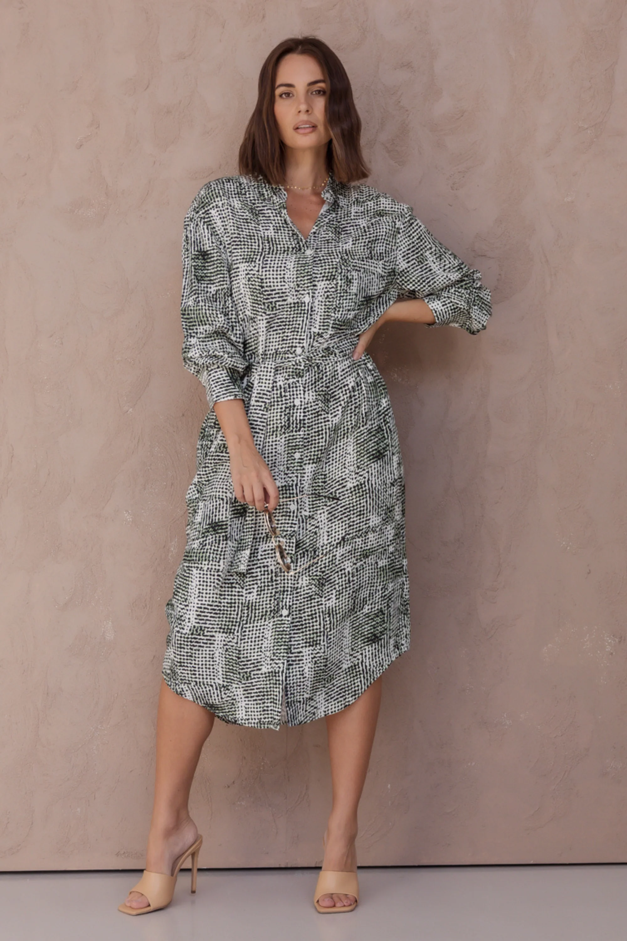 BANTAS Dress Emerald Textured Print - Image 3