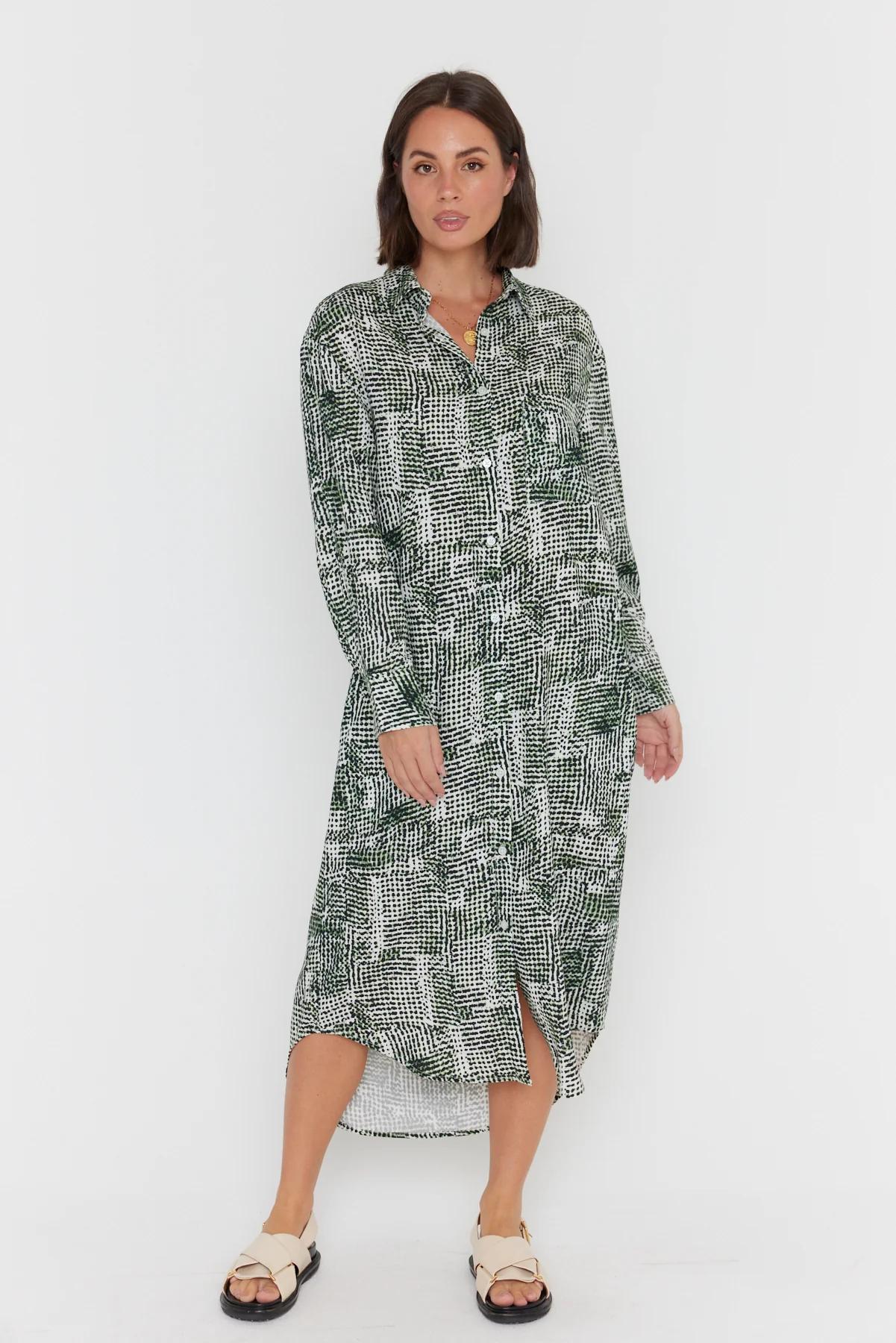 BANTAS Dress Emerald Textured Print - Image 5