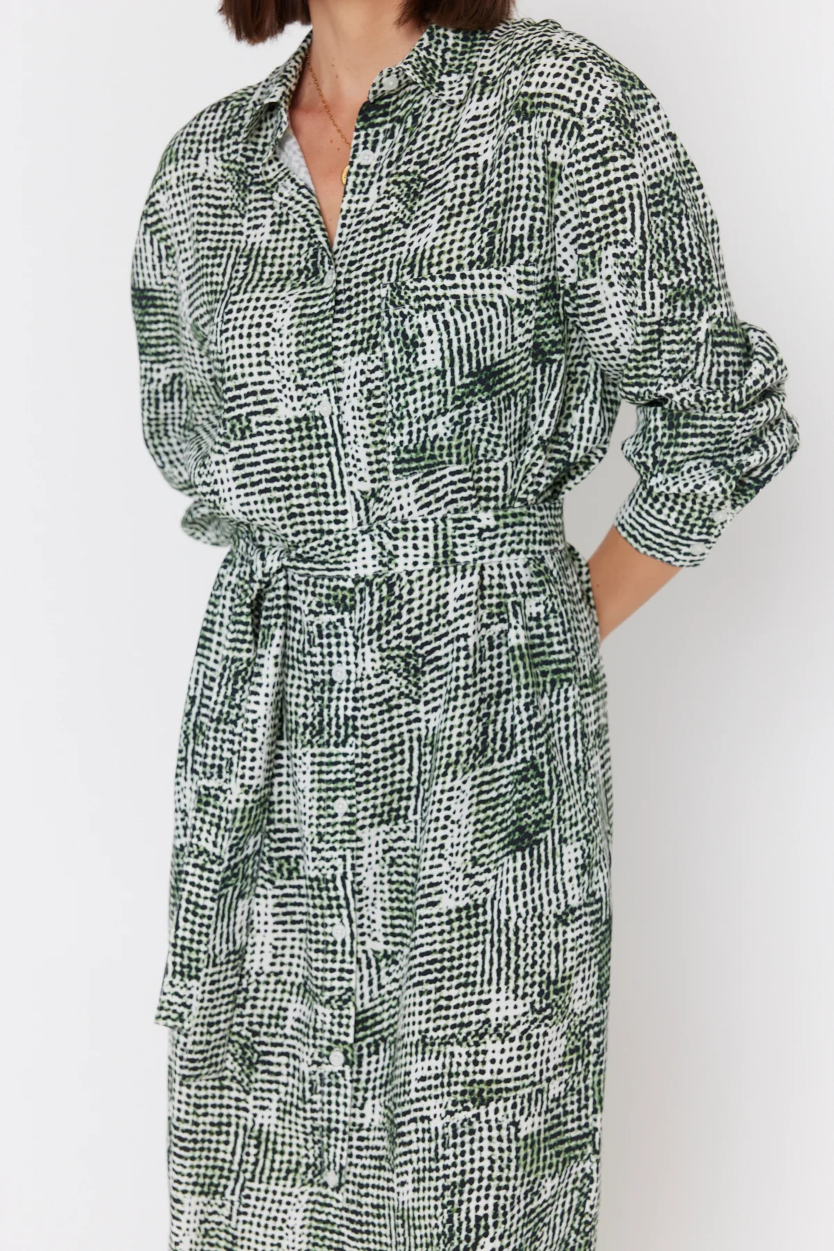 BANTAS Dress Emerald Textured Print - Image 6