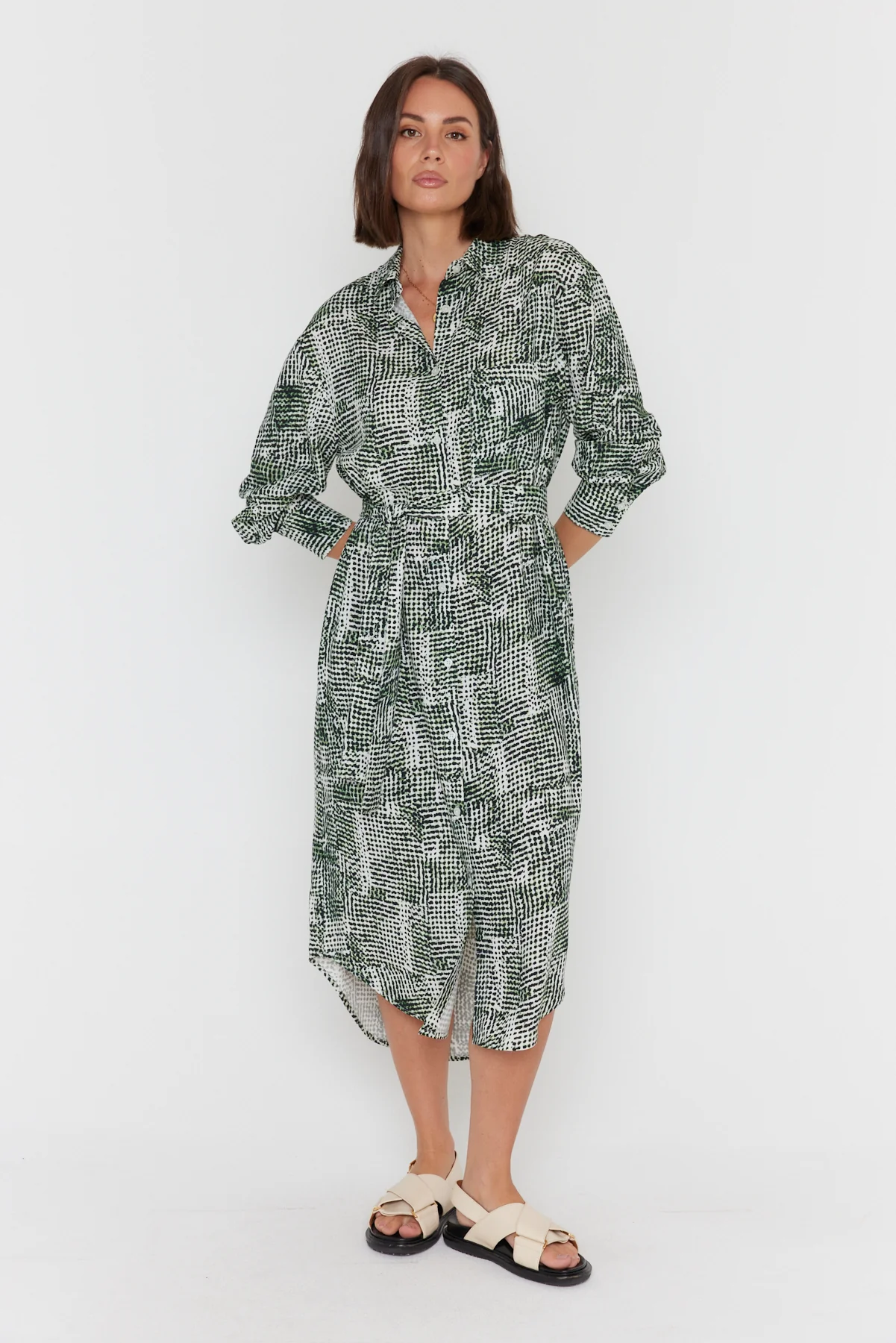 BANTAS Dress Emerald Textured Print - Image 7