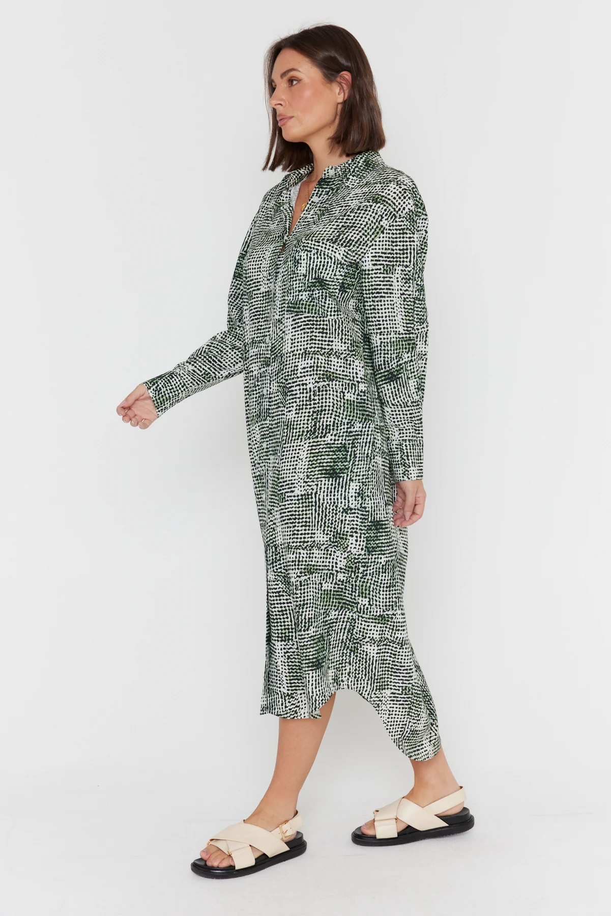 BANTAS Dress Emerald Textured Print - Image 8