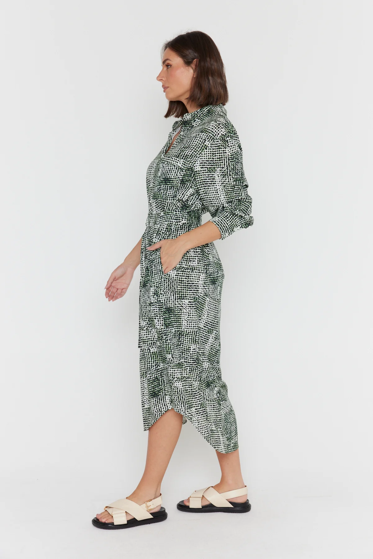 BANTAS Dress Emerald Textured Print - Image 9