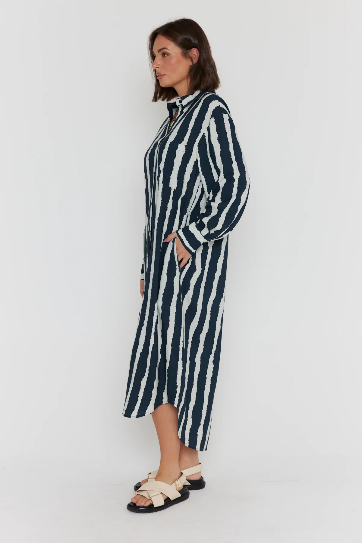 BANTAS Dress Navy Textured Stripe - Image 10