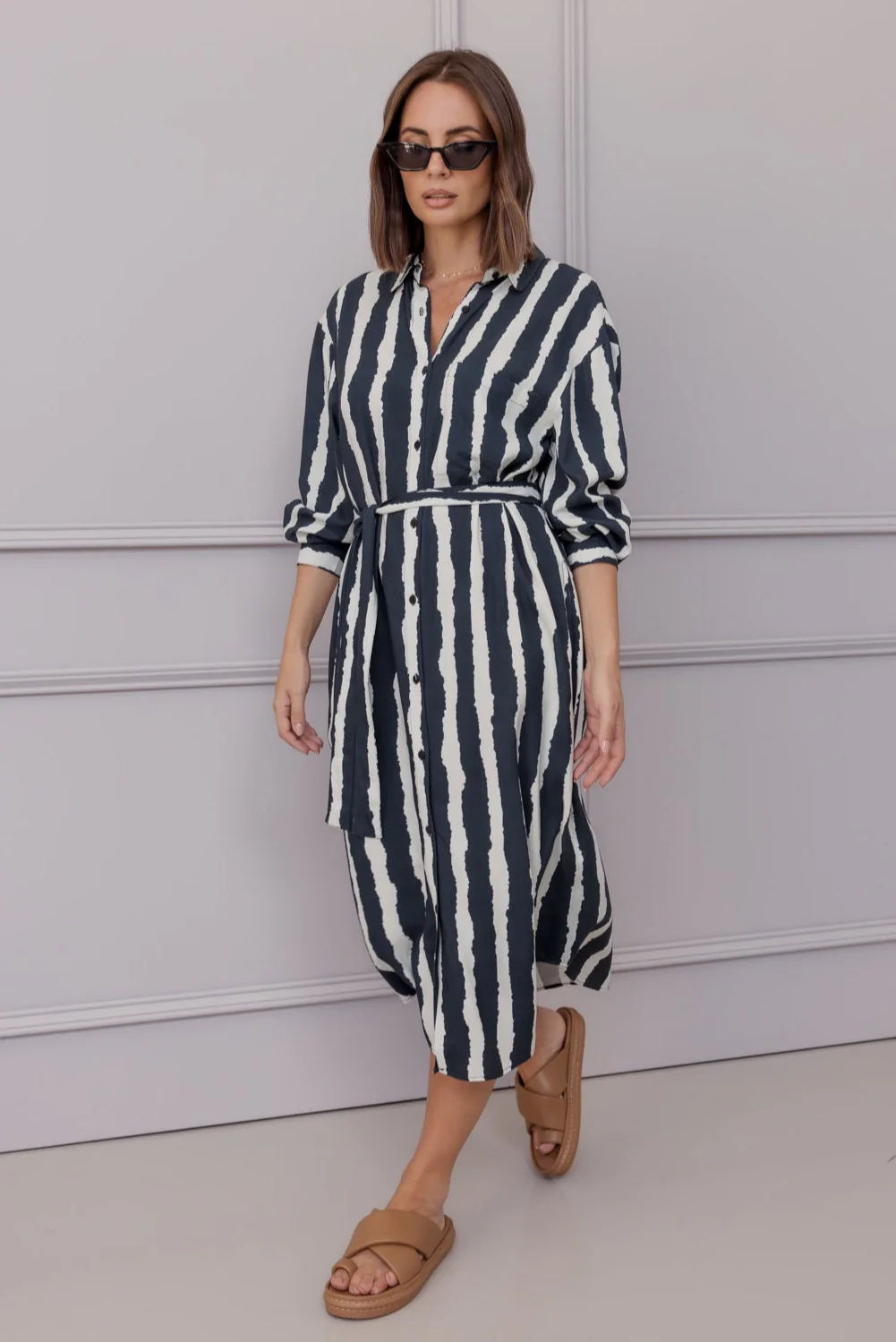 BANTAS Dress Navy Textured Stripe - Image 3