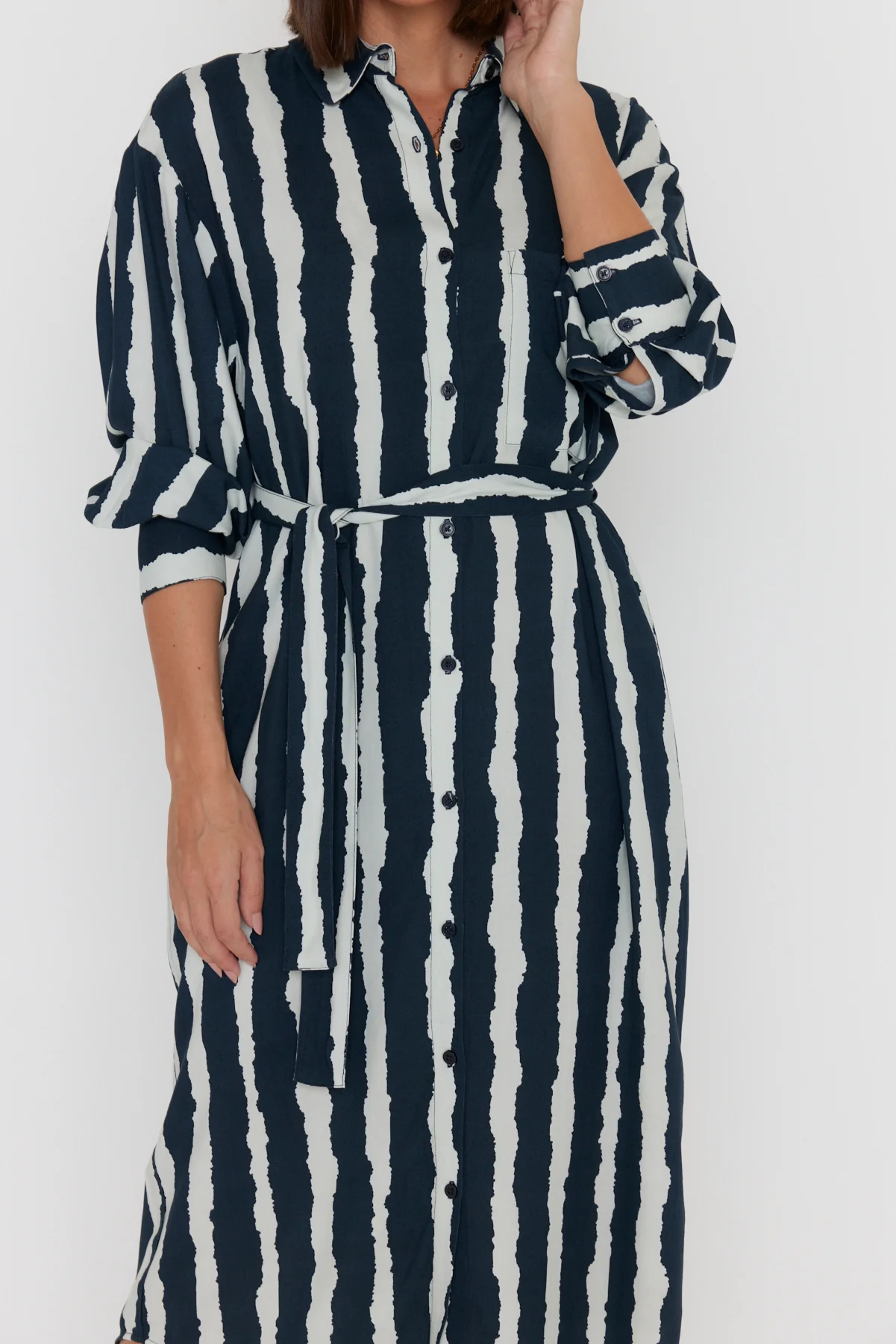 BANTAS Dress Navy Textured Stripe - Image 7