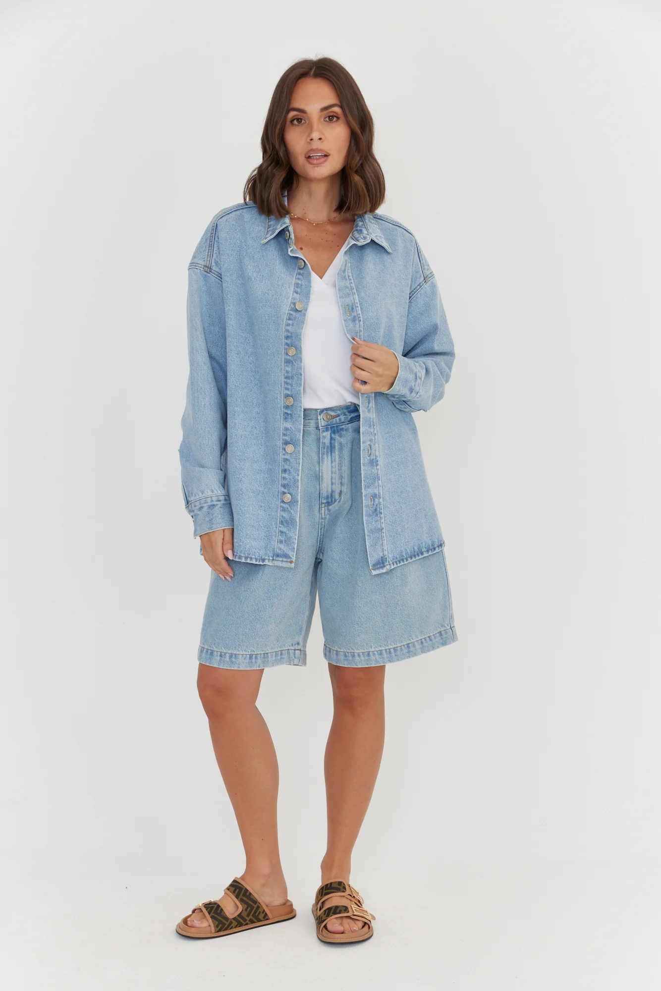 BASEN Shacket Light Blue Denim - Image 10