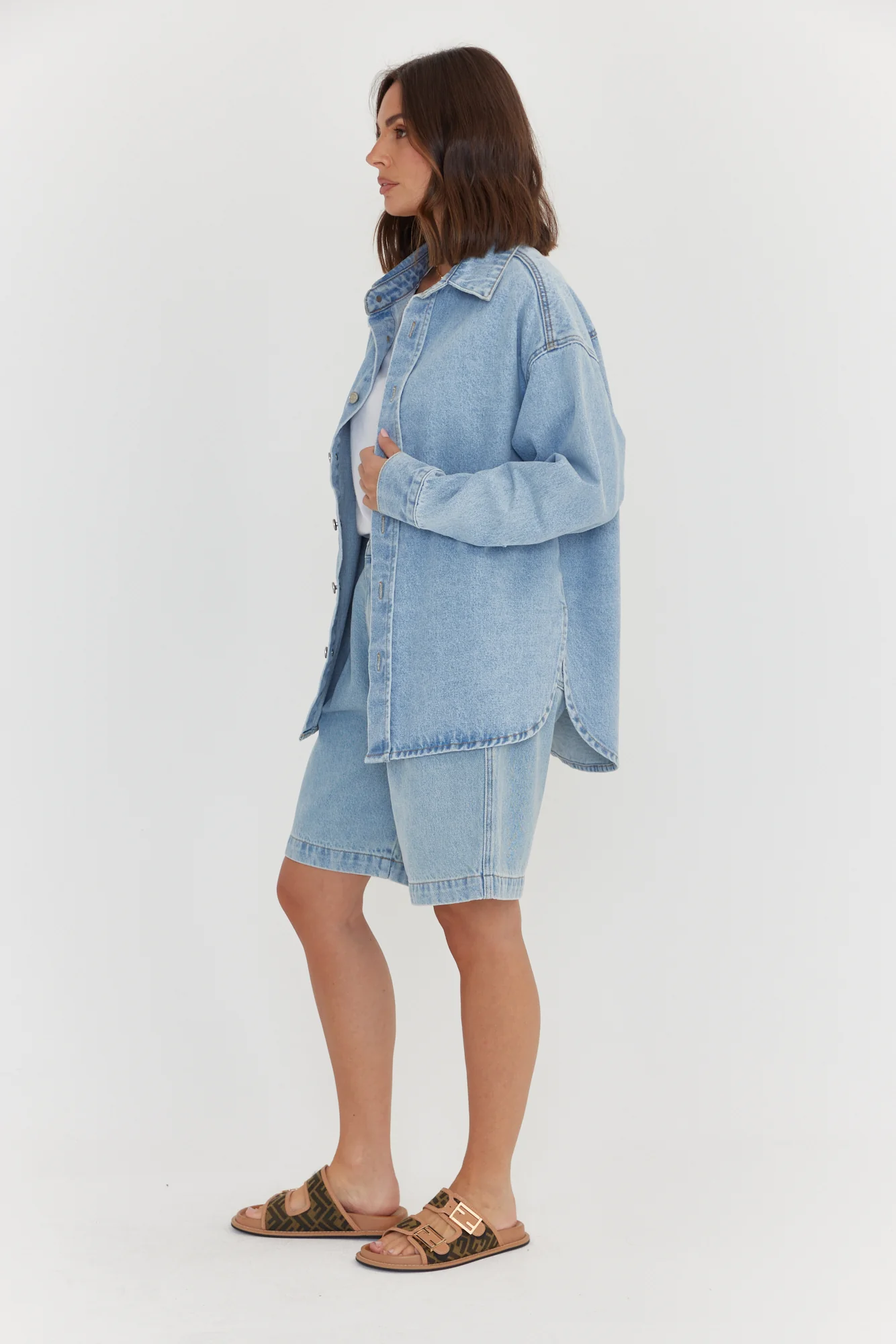 BASEN Shacket Light Blue Denim - Image 12