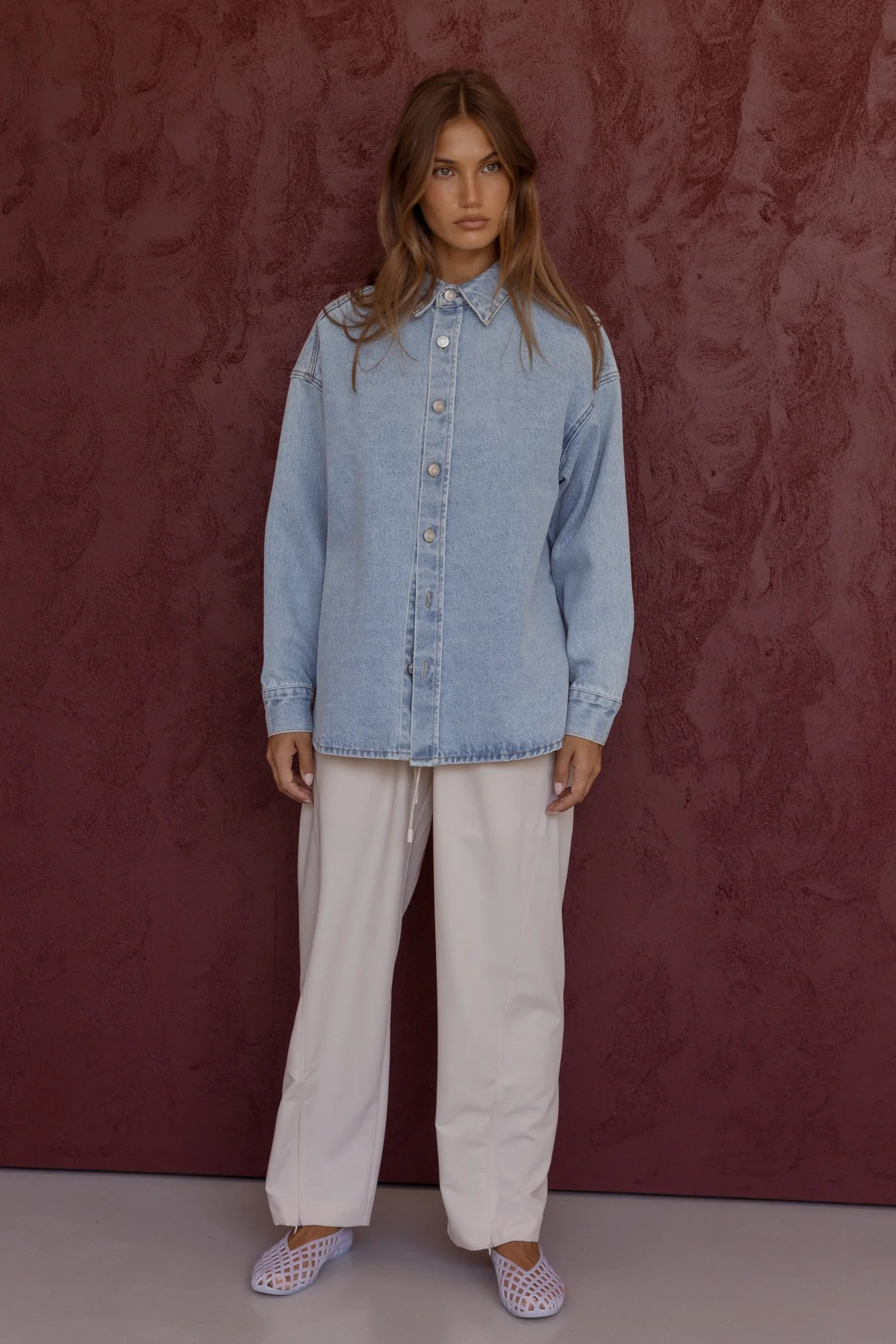 BASEN Shacket Light Blue Denim - Image 2
