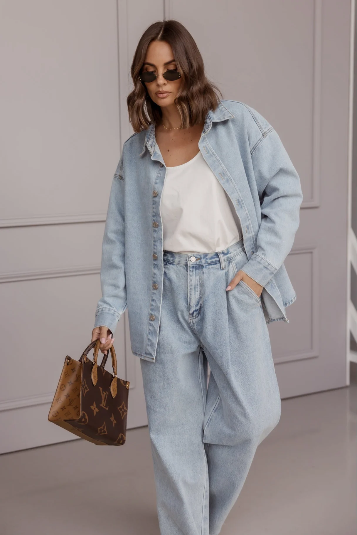 BASEN Shacket Light Blue Denim - Image 3