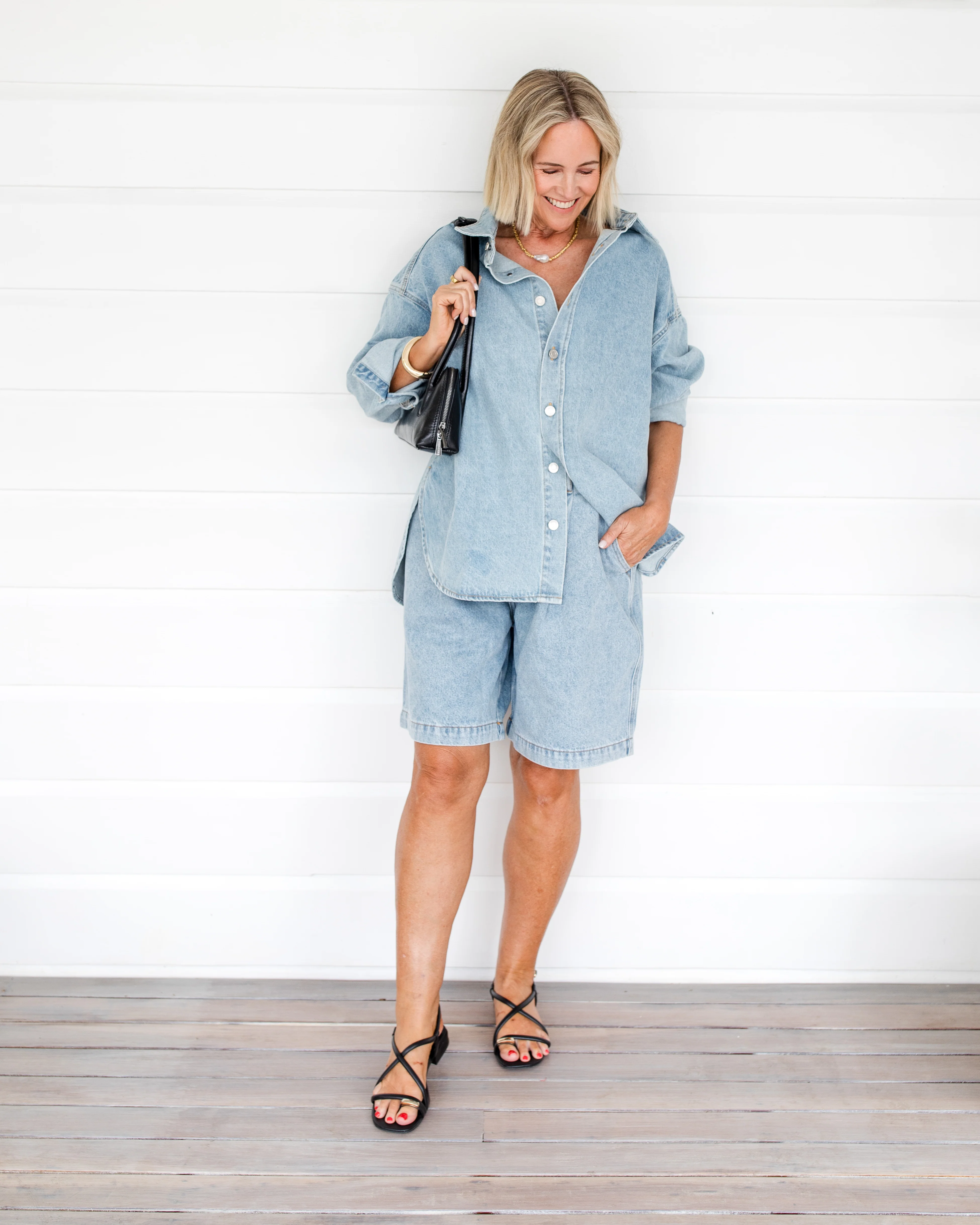 BASEN Shacket Light Blue Denim - Image 7