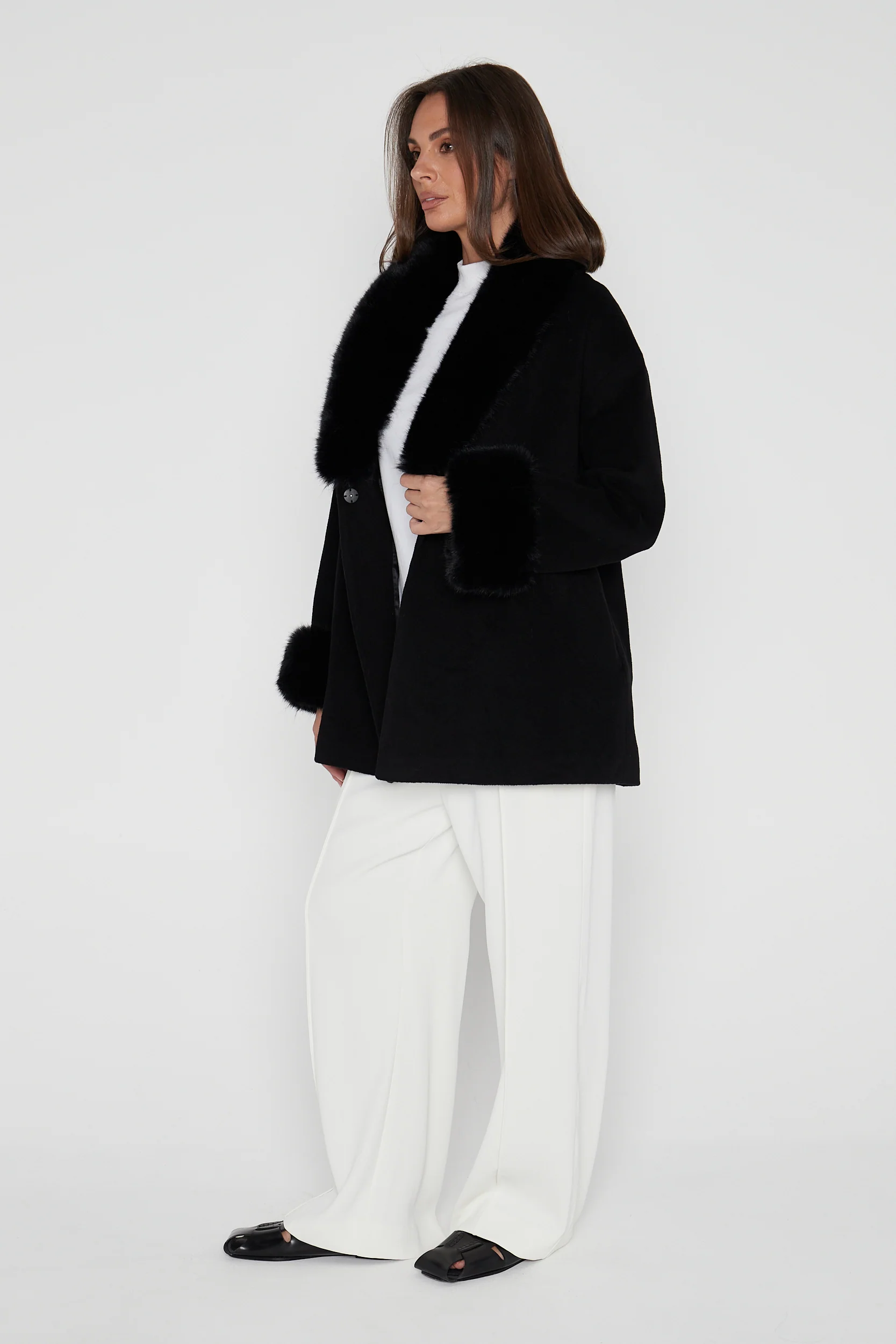 CARLO Faux Coat Black - Image 8