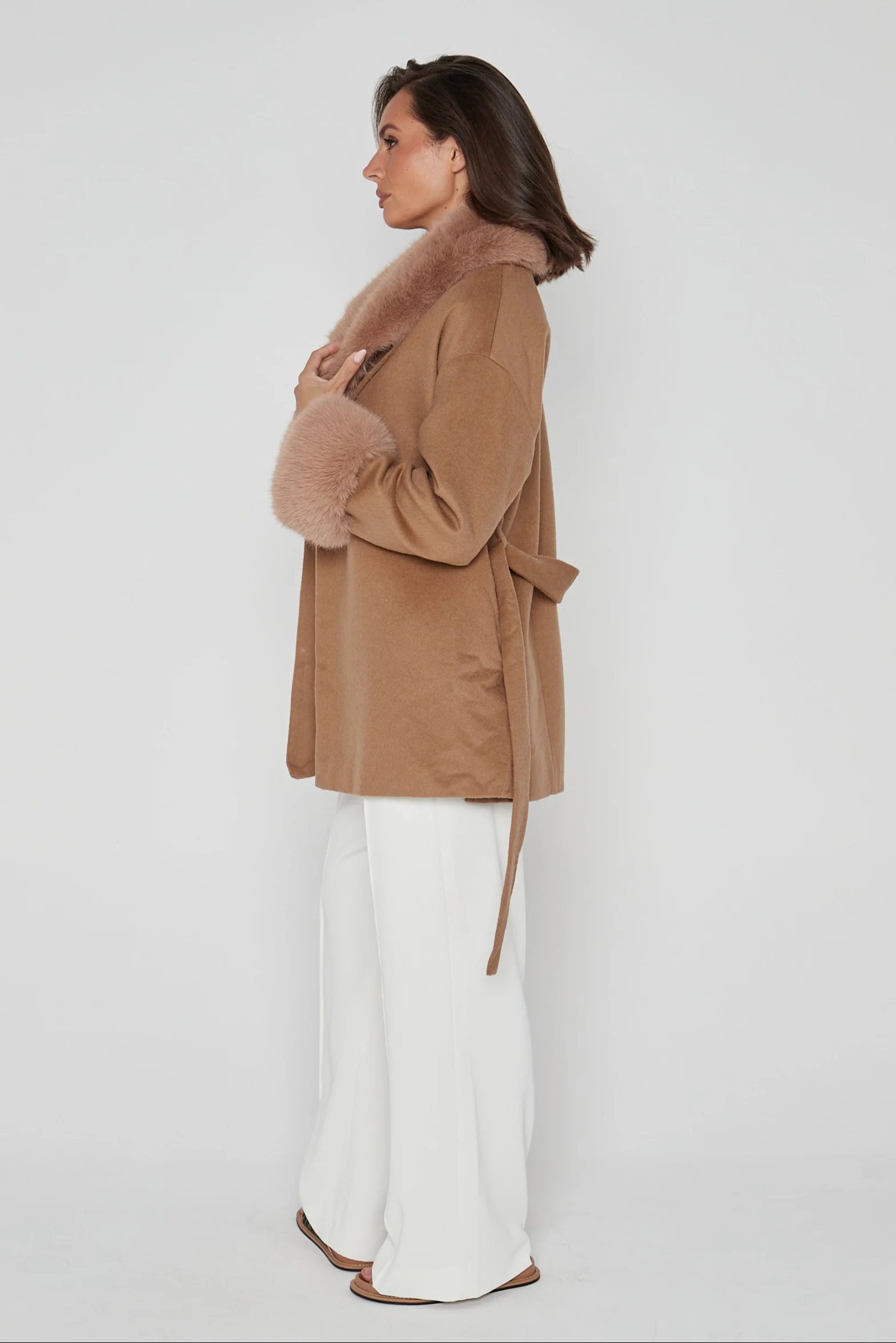 CARLO Faux Coat Tan - Image 10