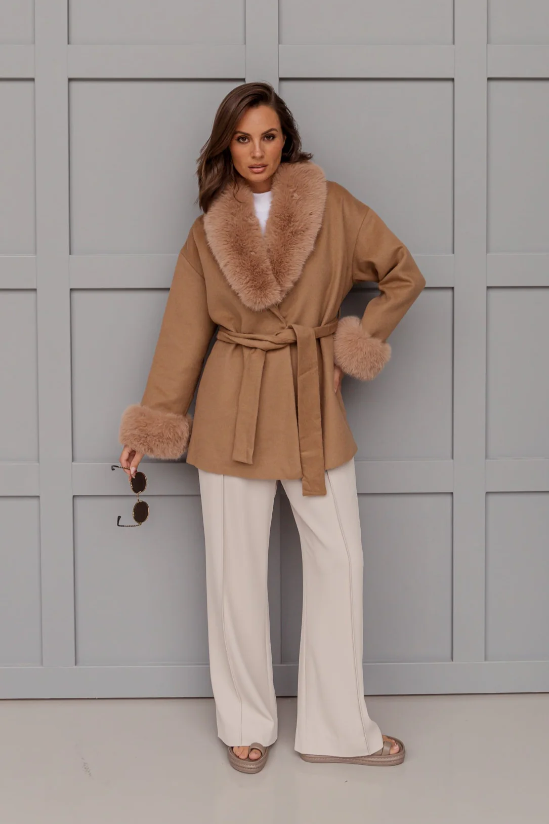 CARLO Faux Coat Tan - Image 5