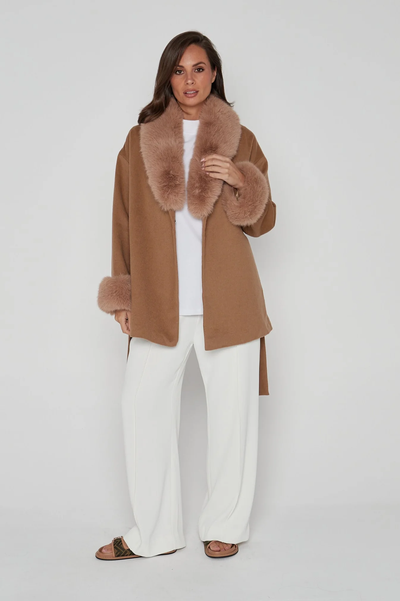 CARLO Faux Coat Tan - Image 6