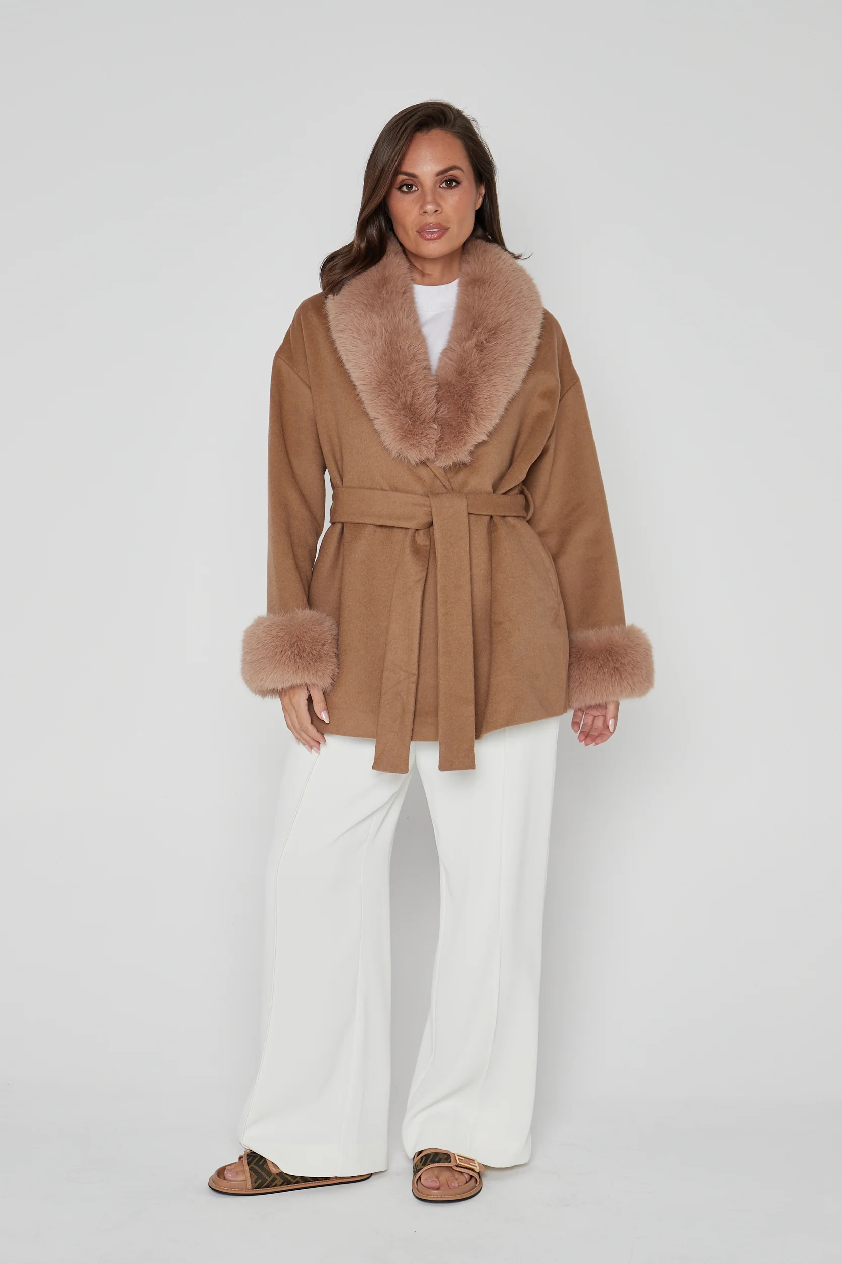 CARLO Faux Coat Tan - Image 7