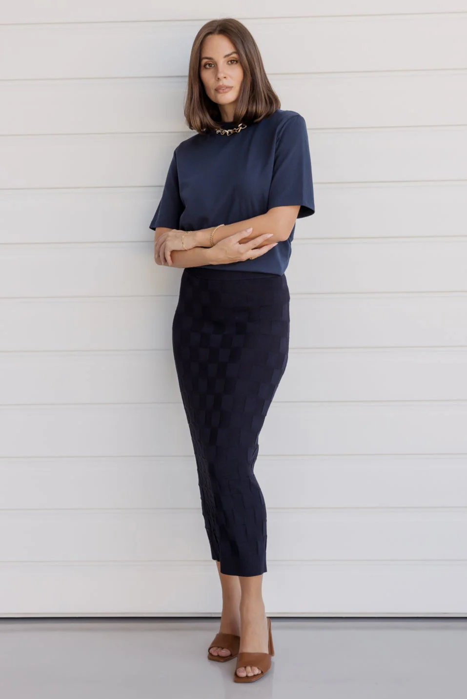 COMO Knit Skirt Navy - Image 3