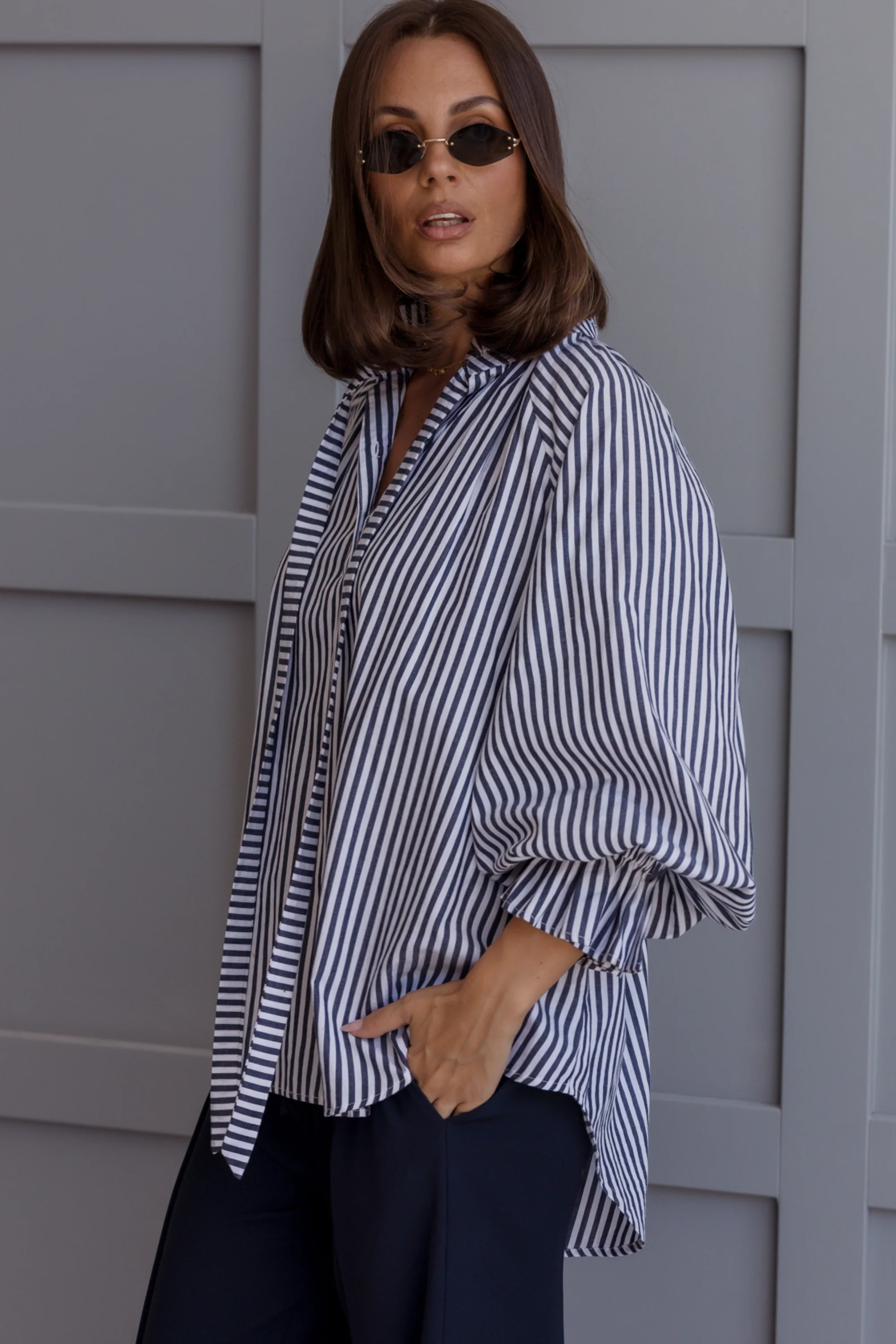 DANILL Blouse Navy Stripe - Image 3