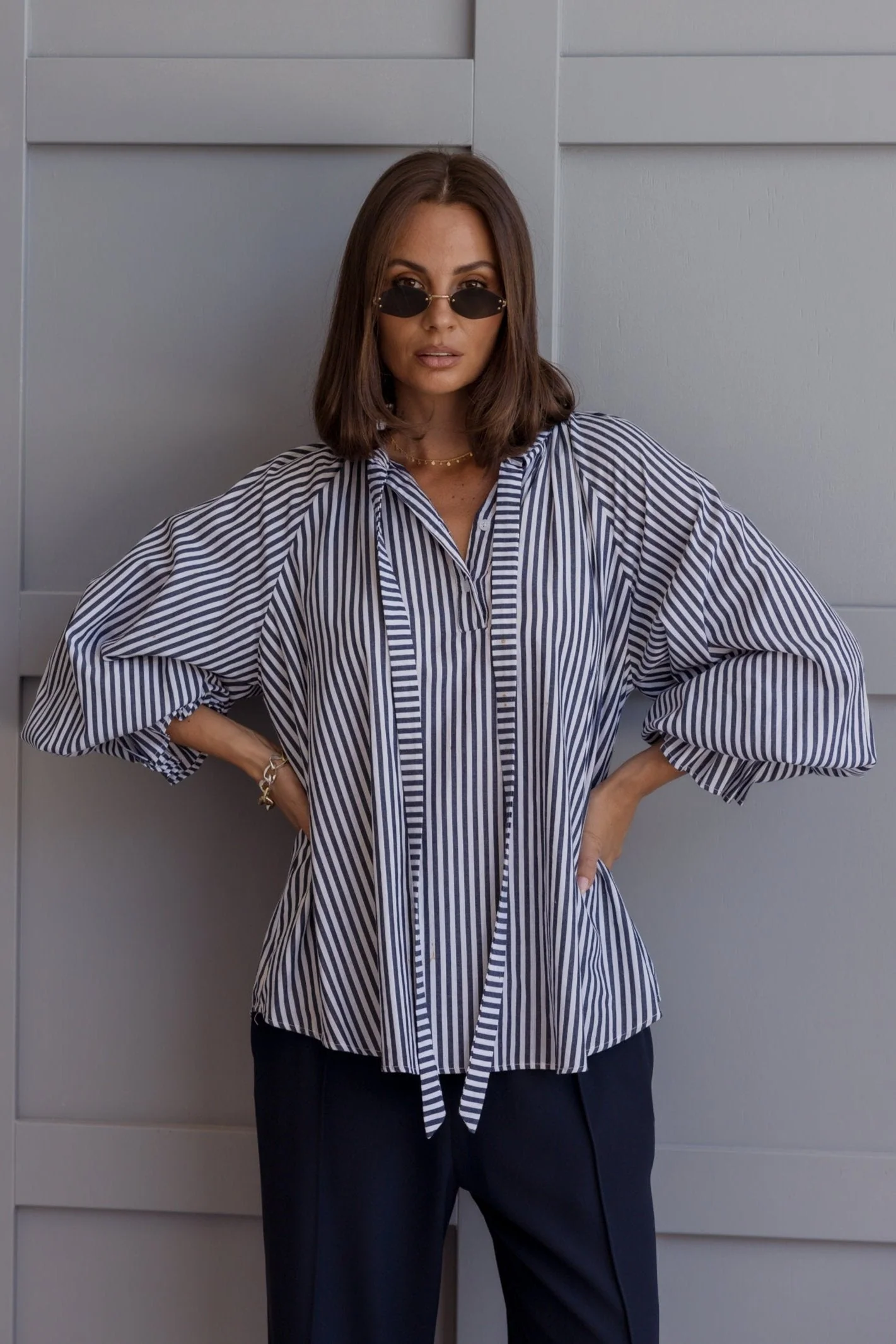 DANILL Blouse Navy Stripe - Image 4