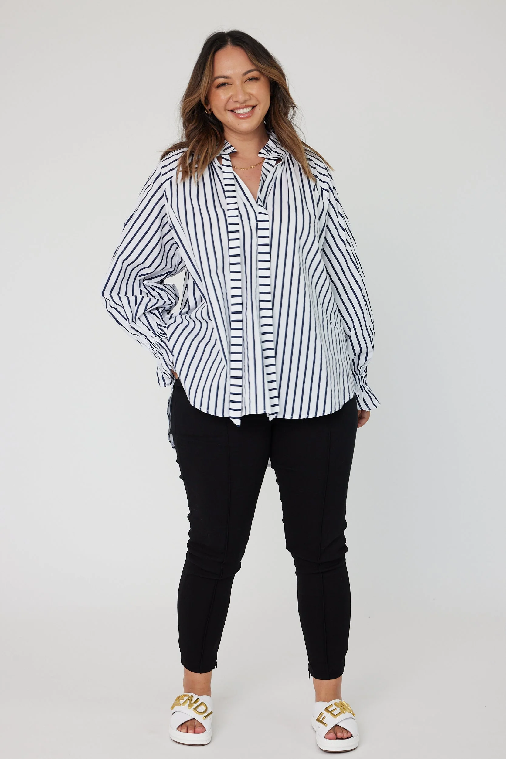 DANILL Blouse Navy Wide Stripe - Image 11