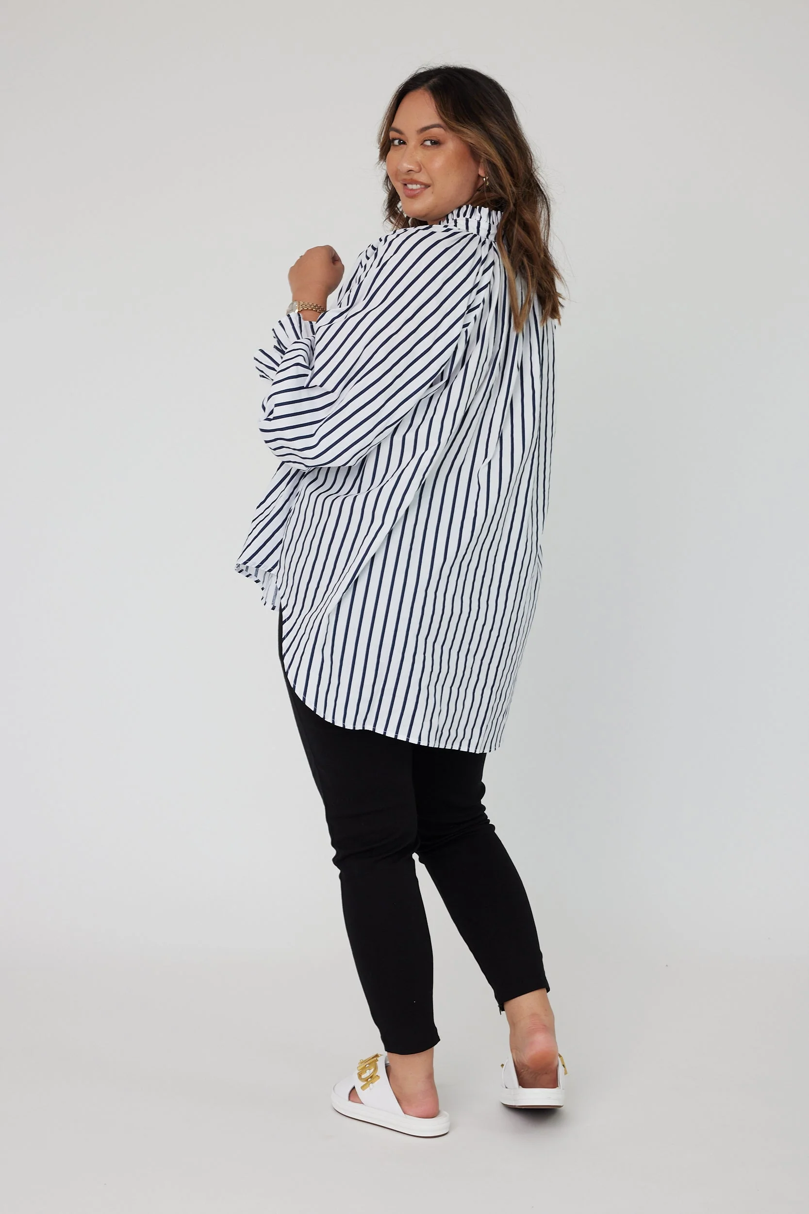 DANILL Blouse Navy Wide Stripe - Image 12