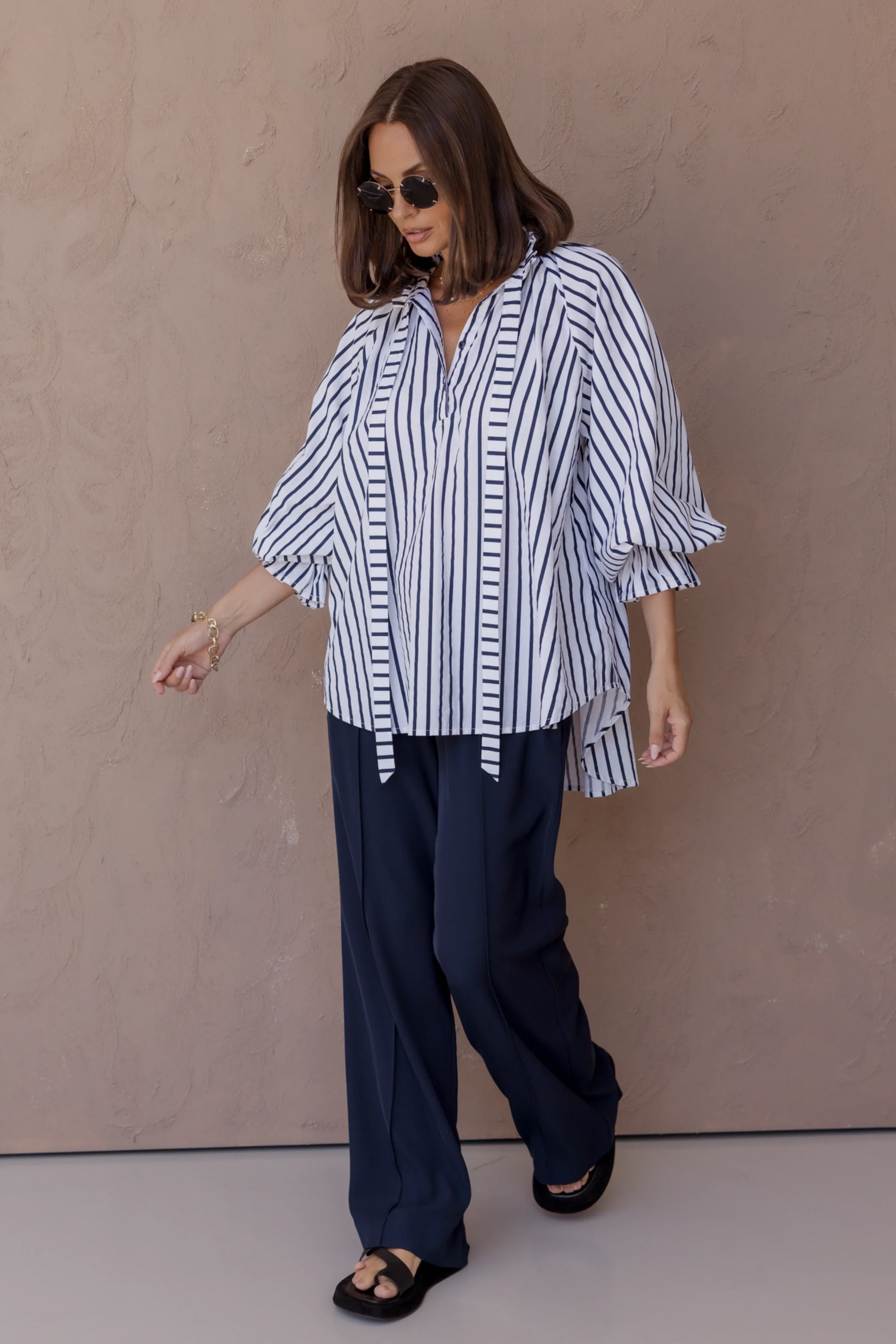 DANILL Blouse Navy Wide Stripe - Image 3