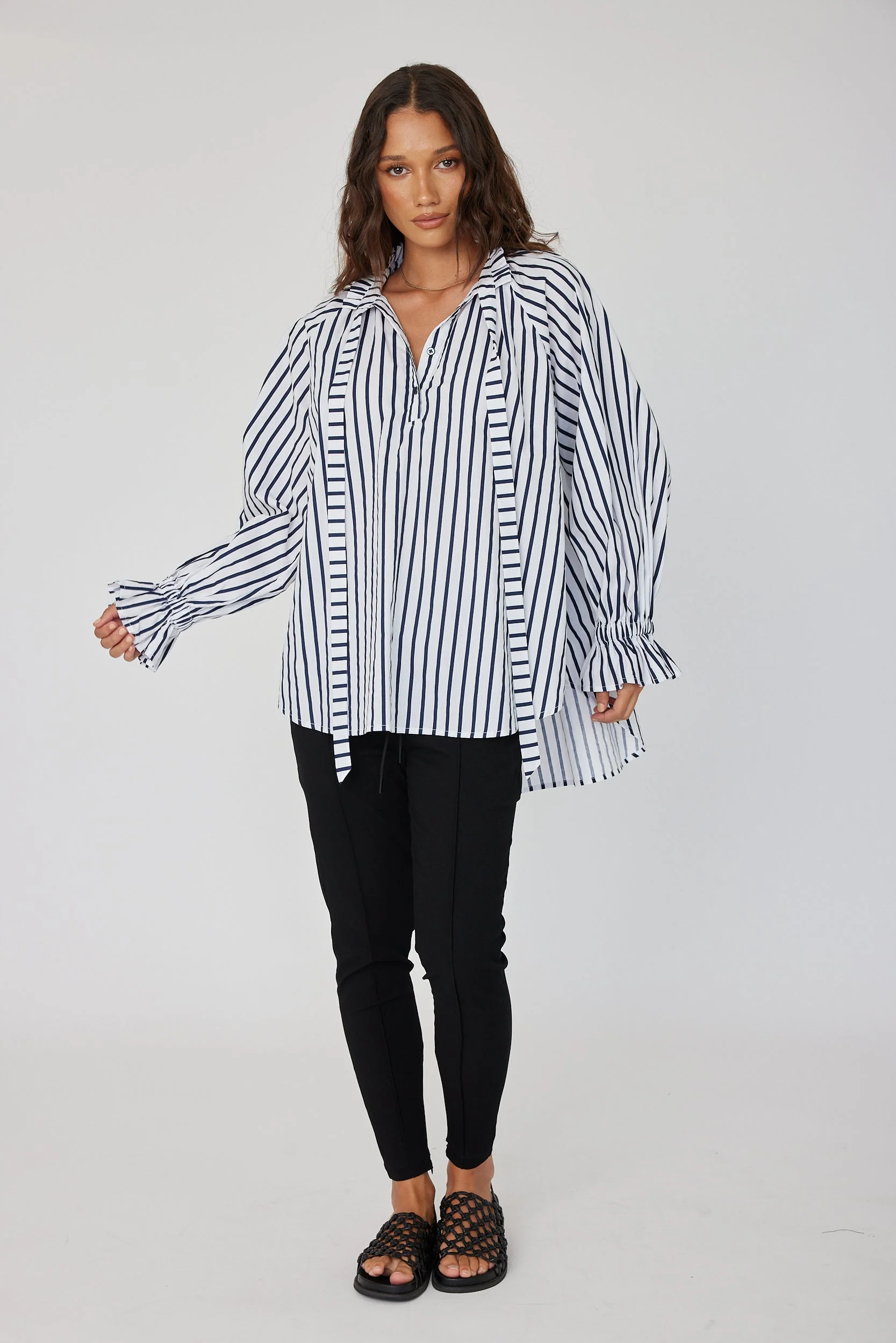 DANILL Blouse Navy Wide Stripe - Image 5