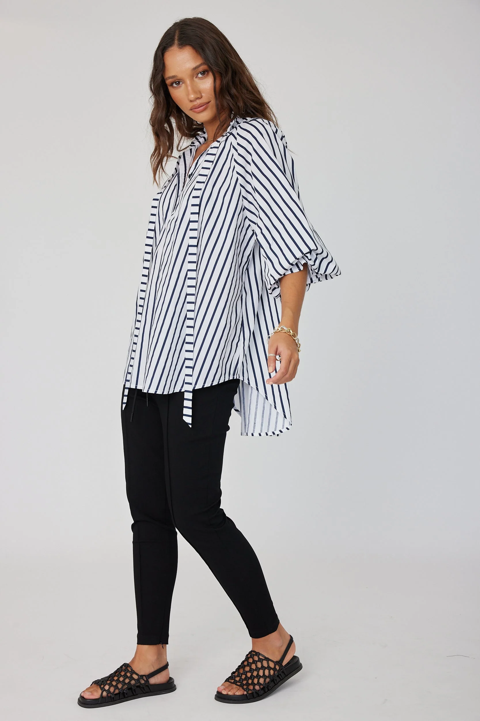 DANILL Blouse Navy Wide Stripe - Image 7