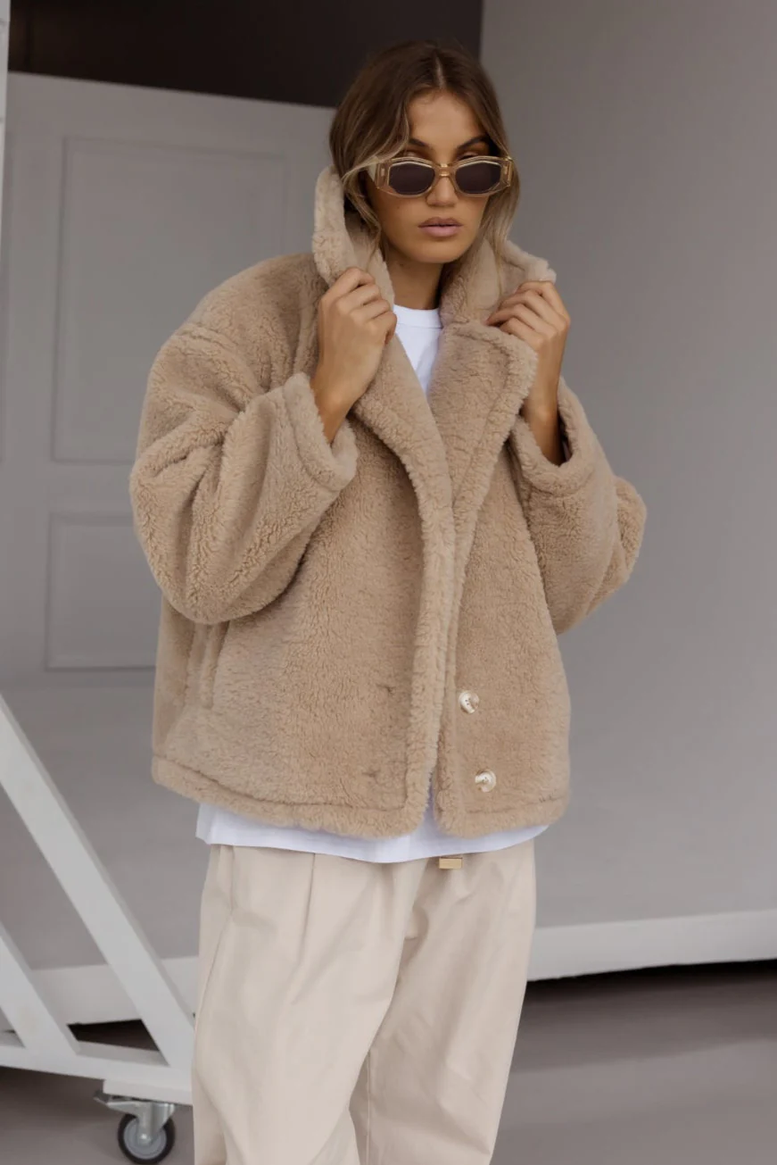 JETTY Faux Jacket Beige - Image 3
