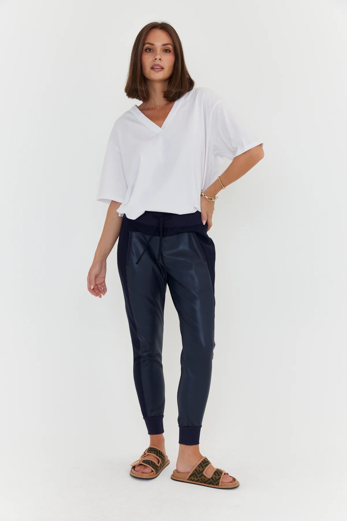 JOEY Pants Vegan Leather Navy - Image 5