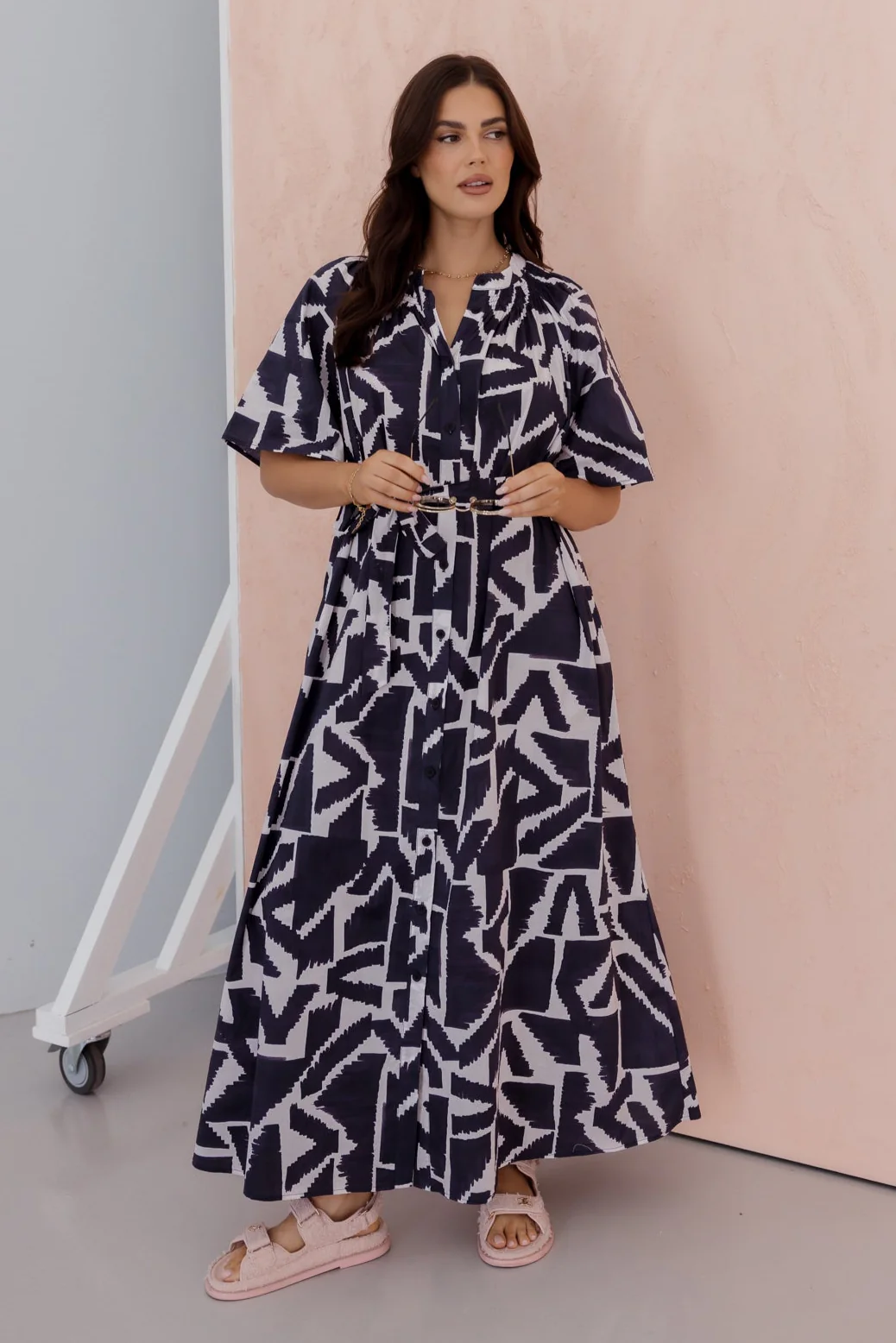 KITTO Dress Navy Geo Print - Image 3