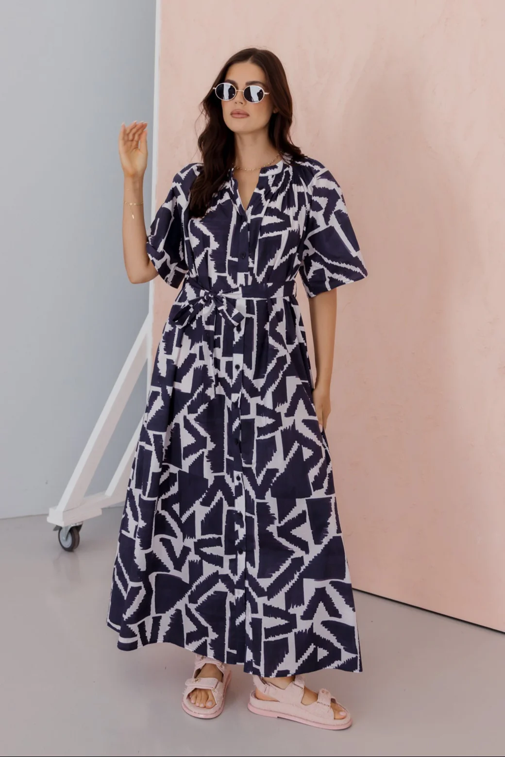 KITTO Dress Navy Geo Print - Image 4