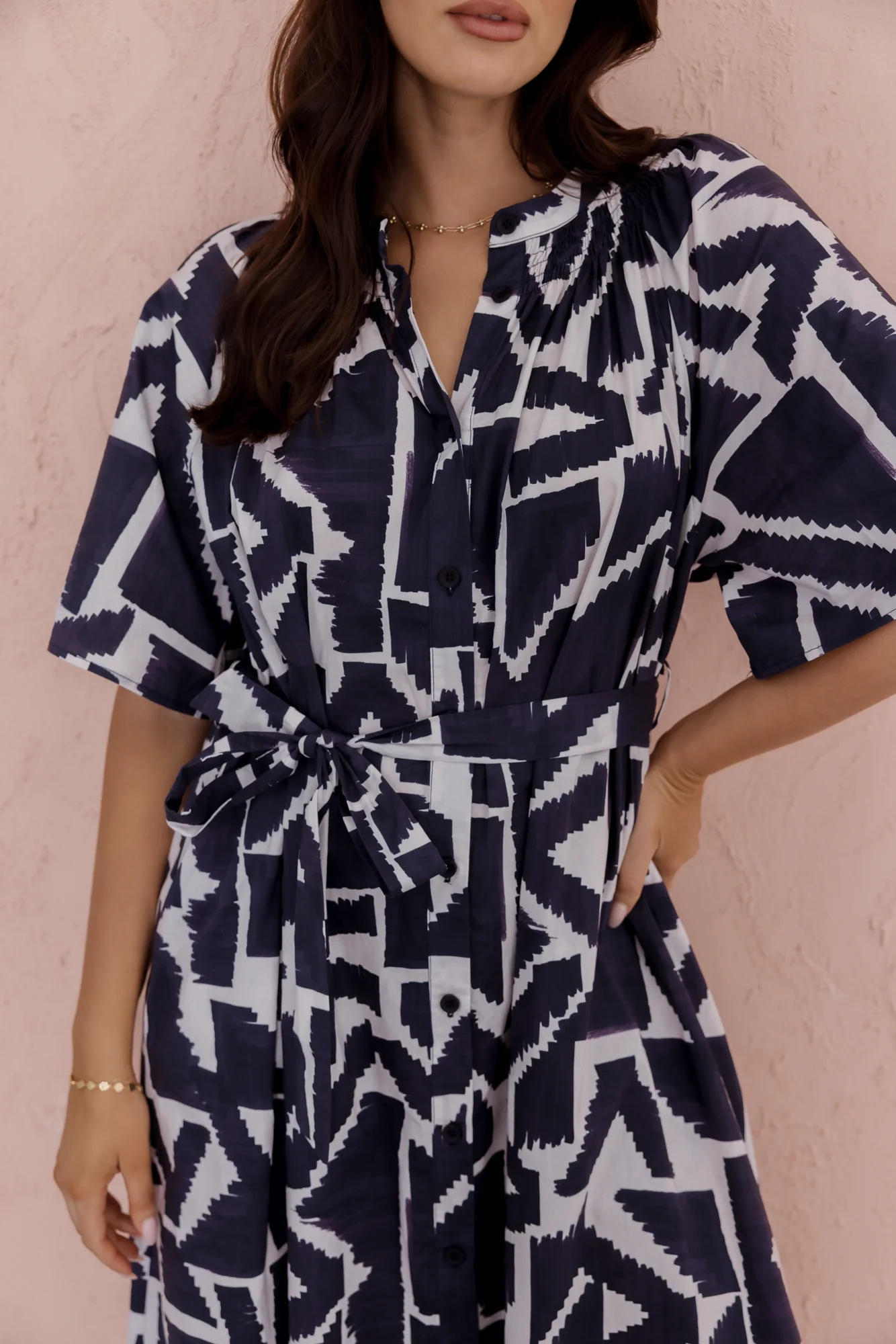 KITTO Dress Navy Geo Print - Image 5