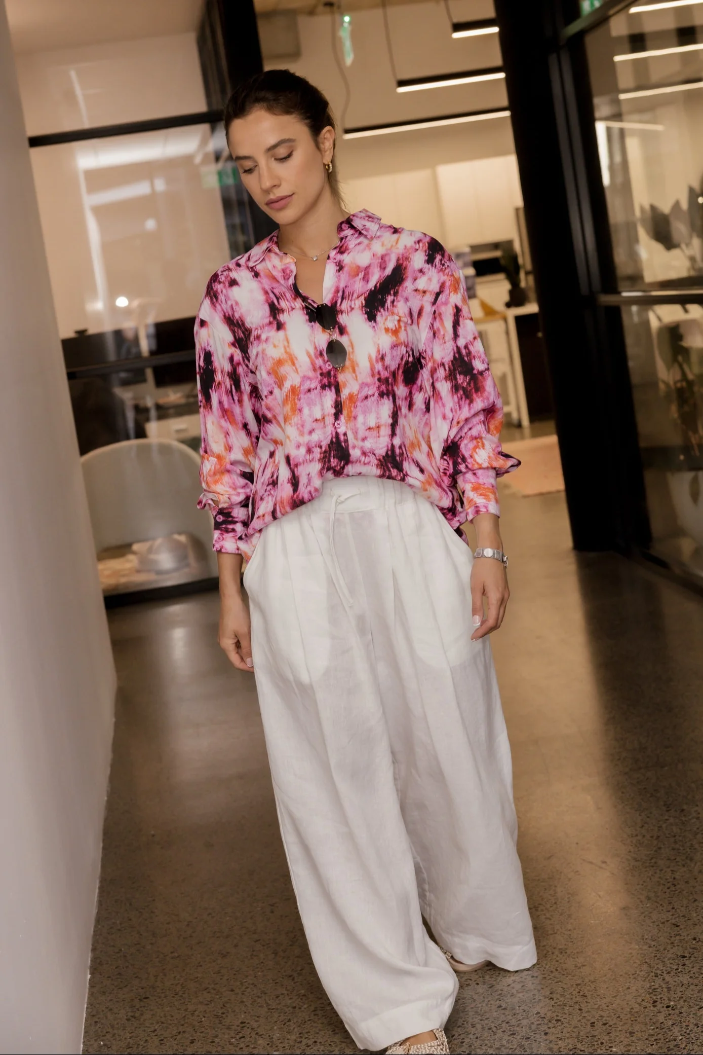 KRISTOS Shirt Pink Textured Print - Image 7