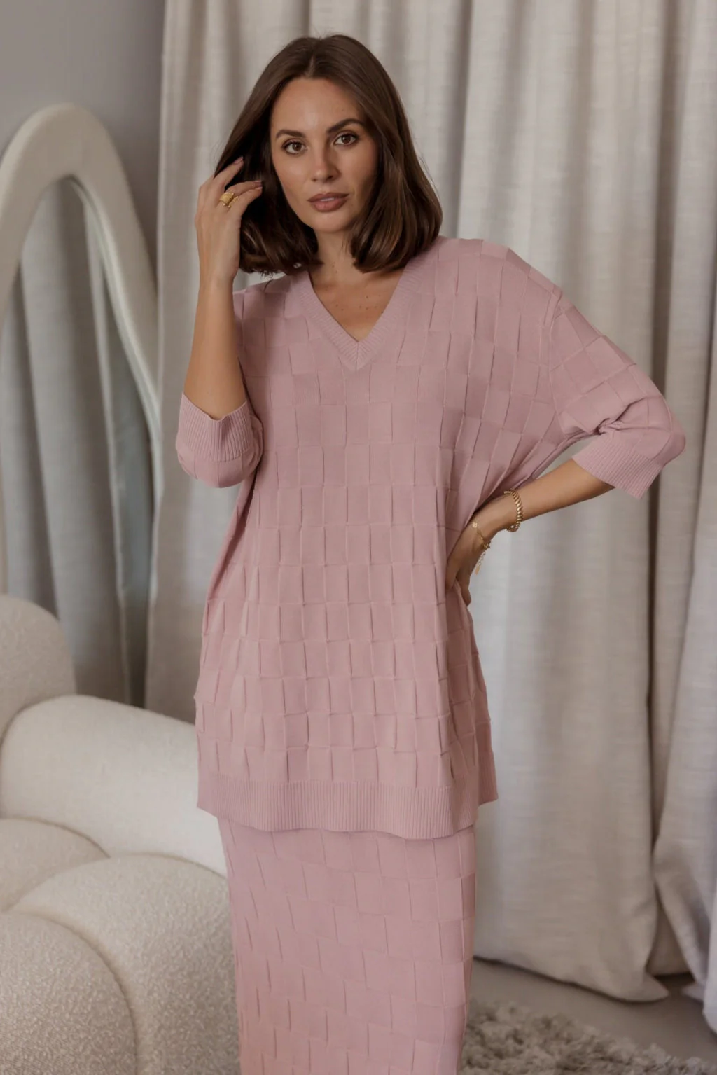 LUX V Knit Top Dusty Pink - Image 3