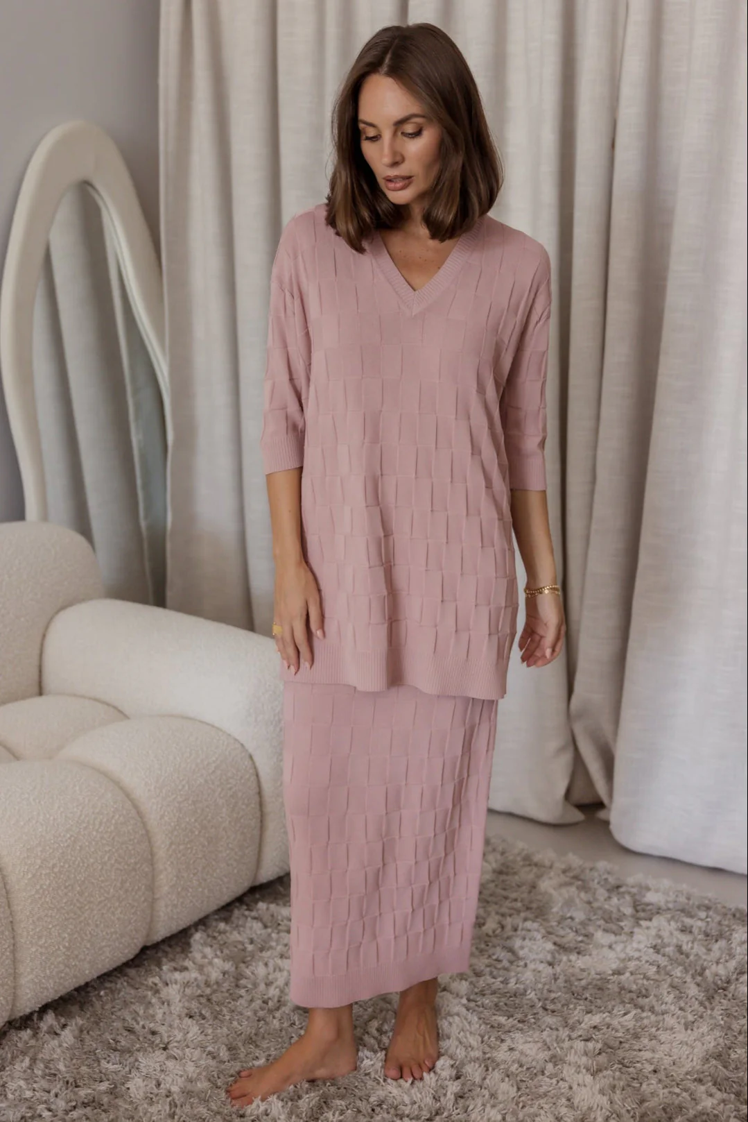 LUX V Knit Top Dusty Pink - Image 4
