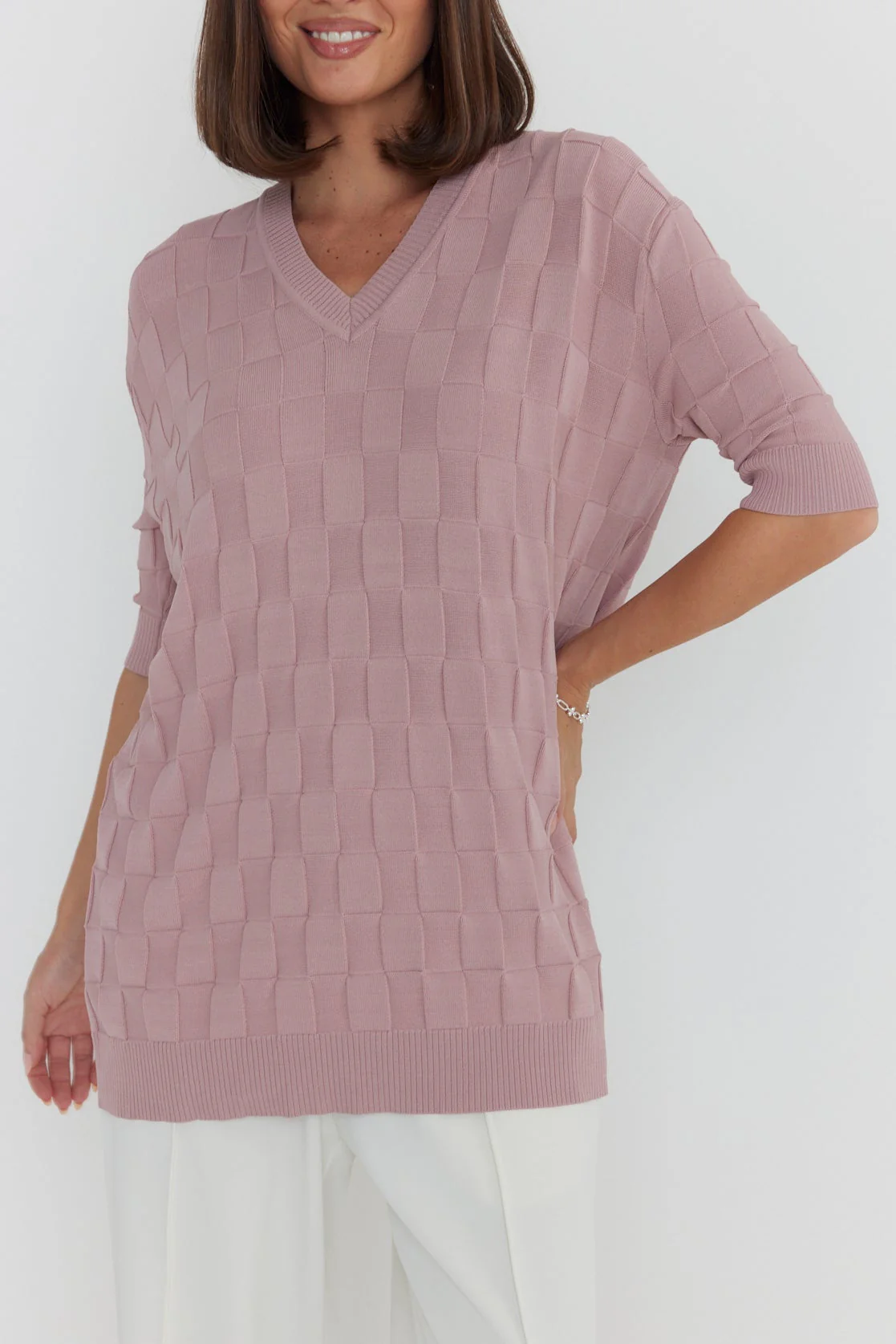LUX V Knit Top Dusty Pink - Image 5