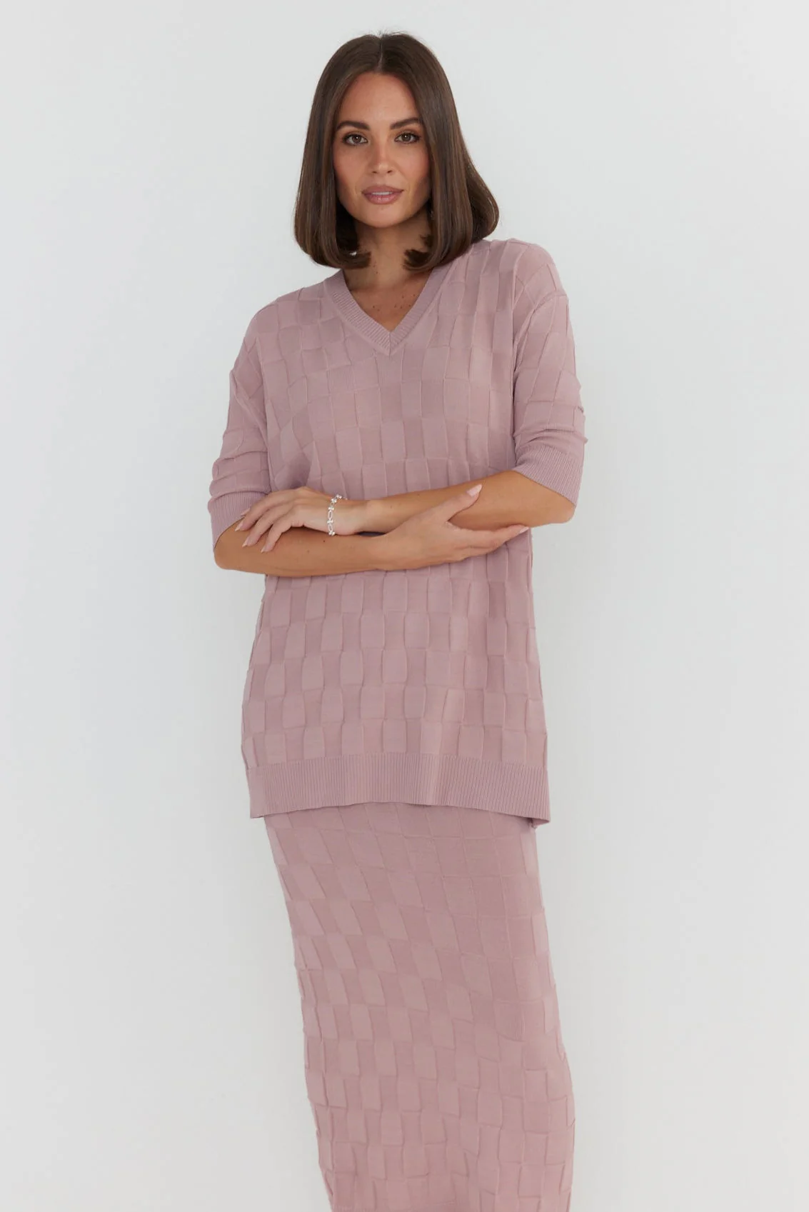 LUX V Knit Top Dusty Pink - Image 6