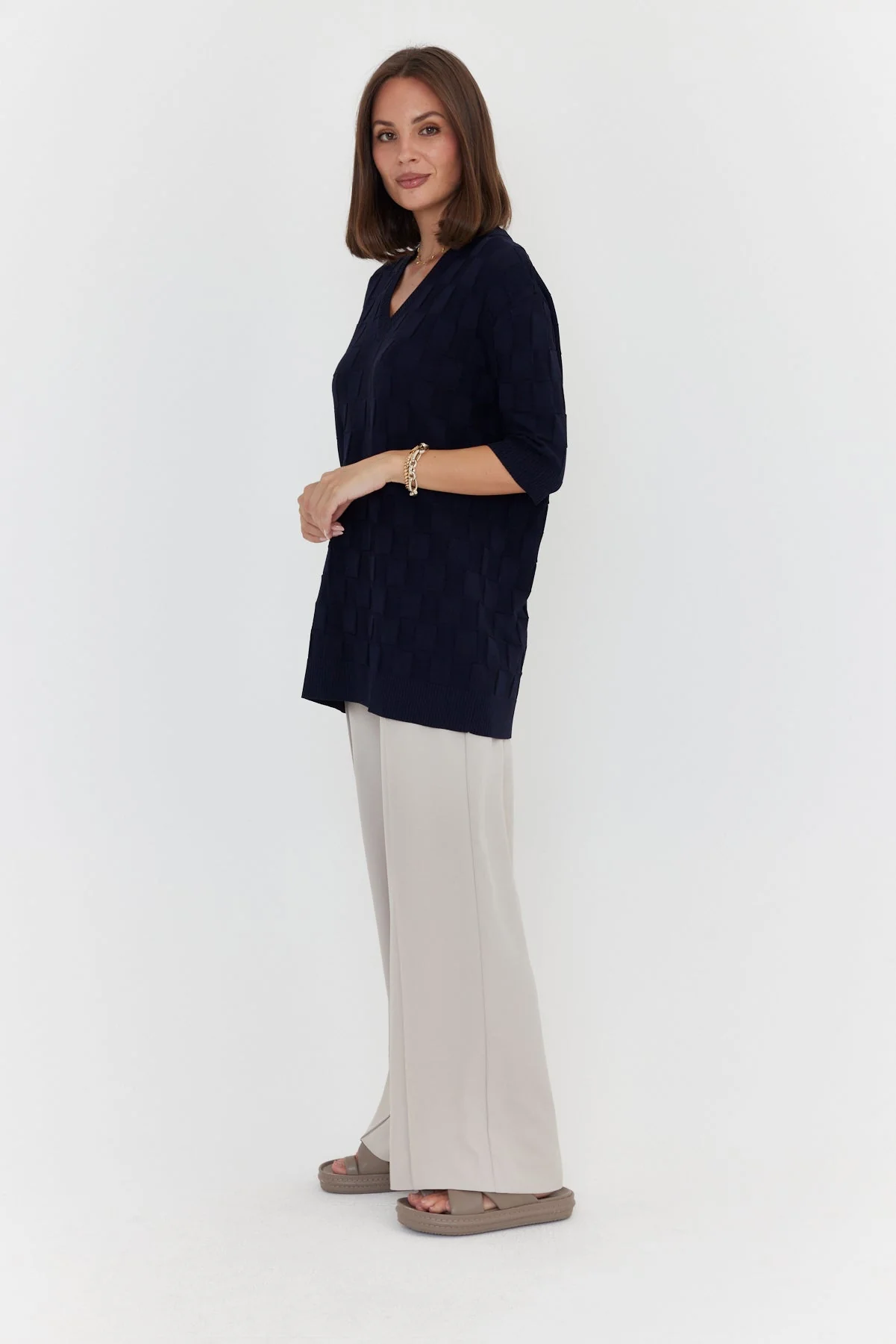 LUX V Knit Top Navy - Image 10