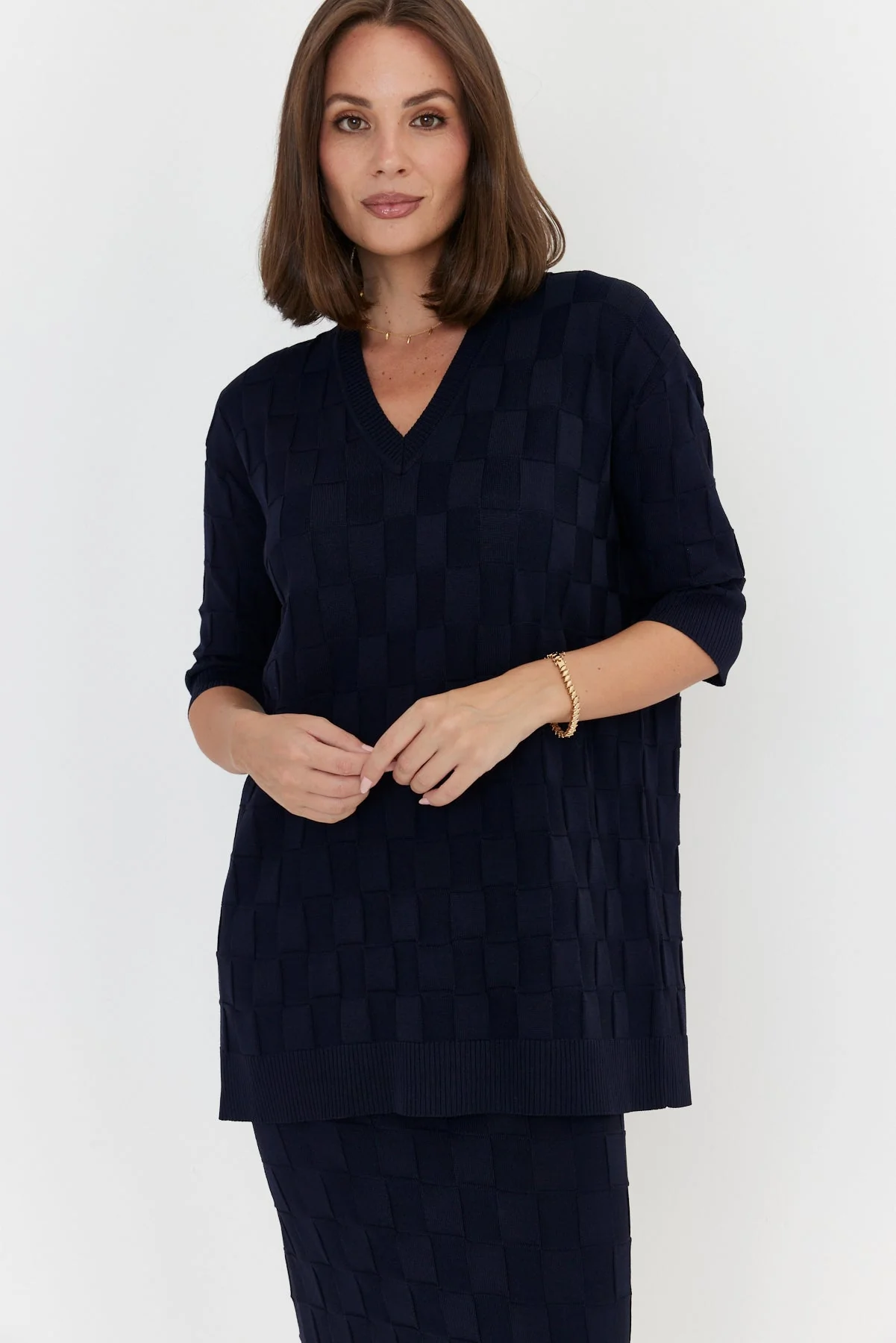 LUX V Knit Top Navy - Image 6