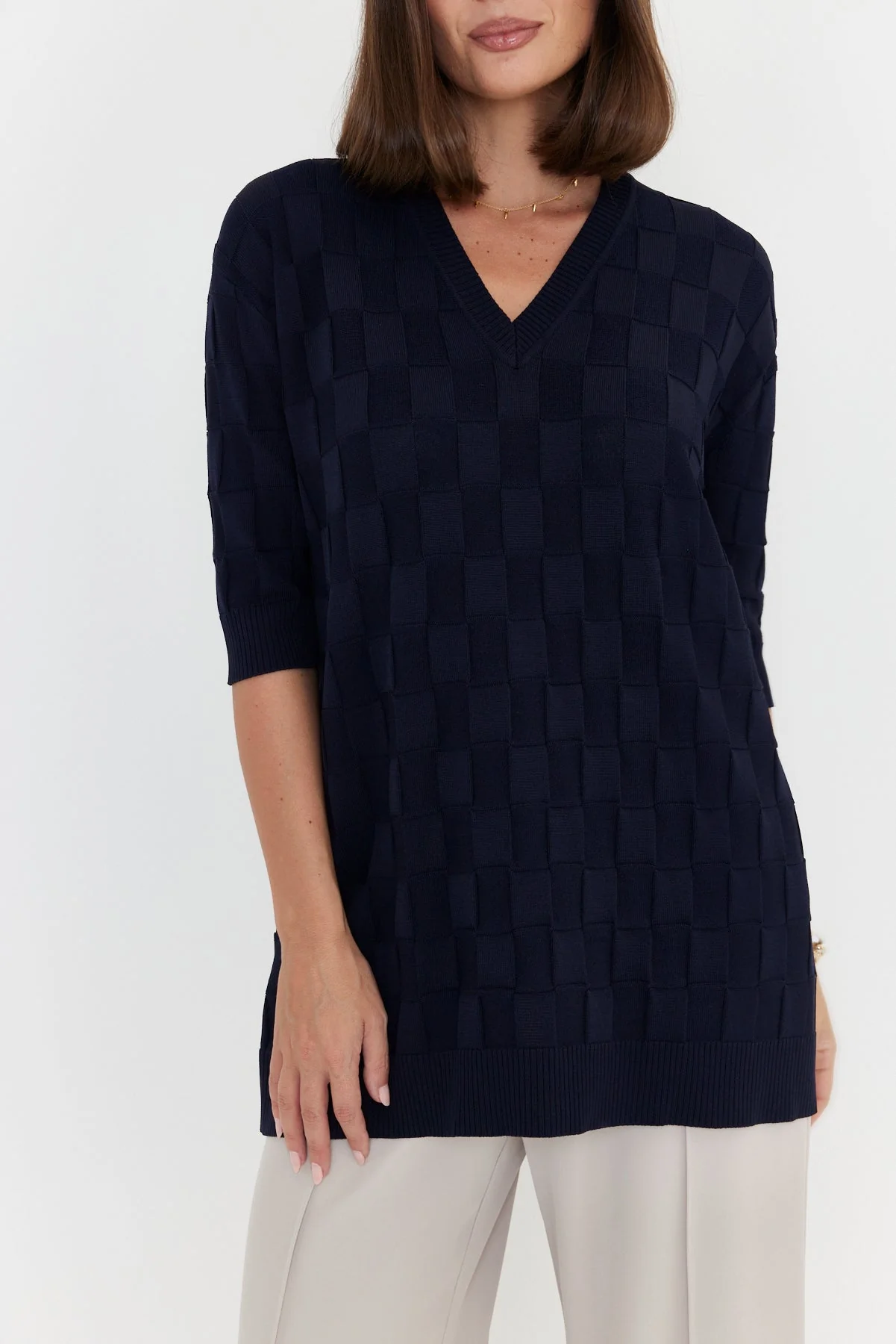 LUX V Knit Top Navy - Image 7