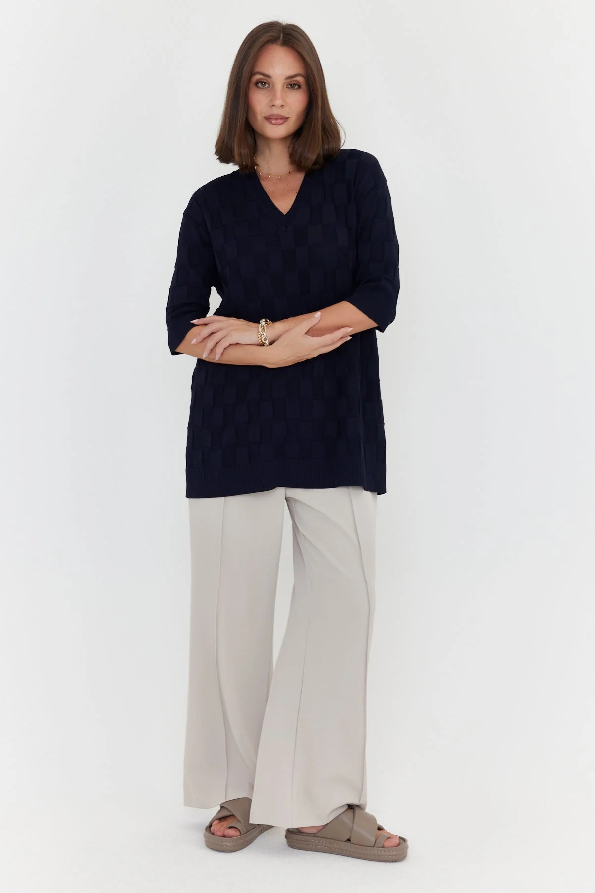 LUX V Knit Top Navy - Image 8