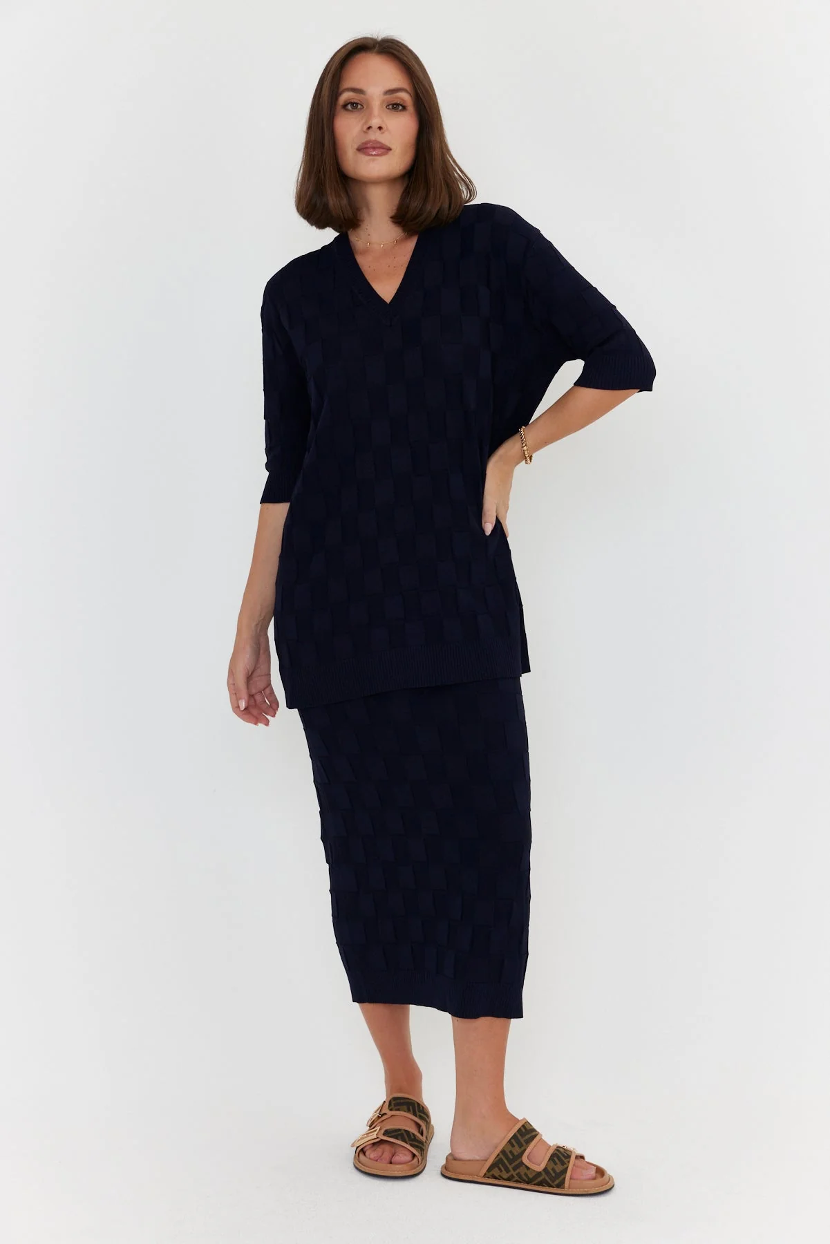 LUX V Knit Top Navy - Image 9