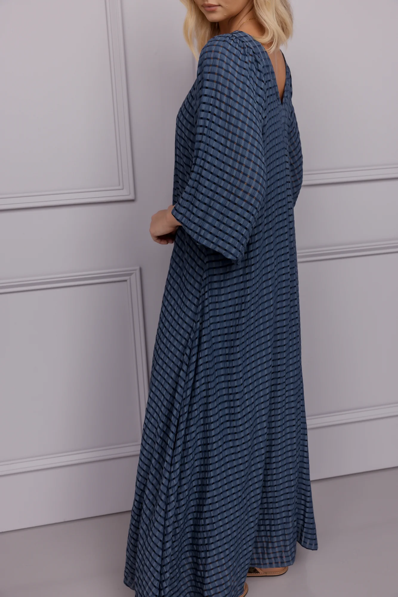 MADERO Dress Chequer Navy - Image 3