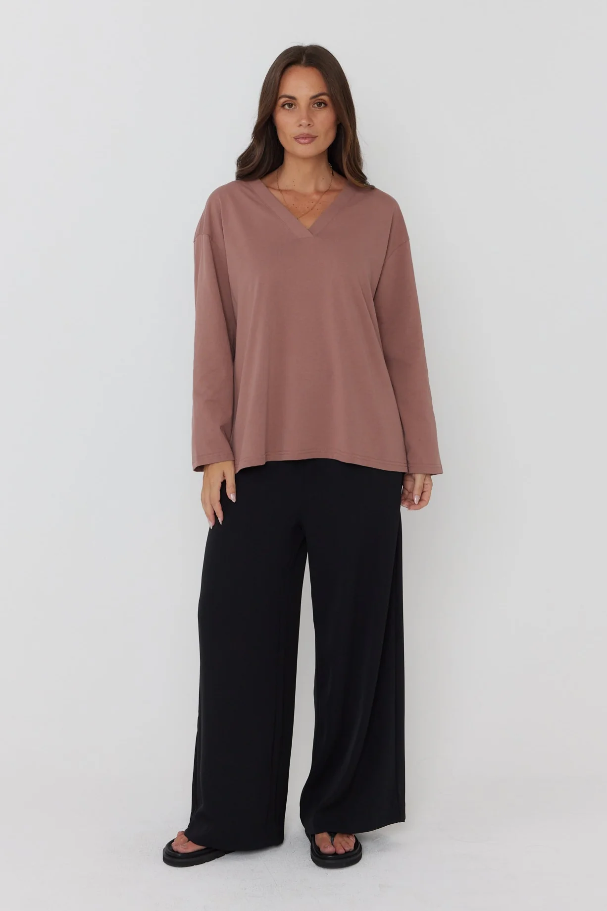 NIX V Long Sleeve Top Mahogany - Image 5