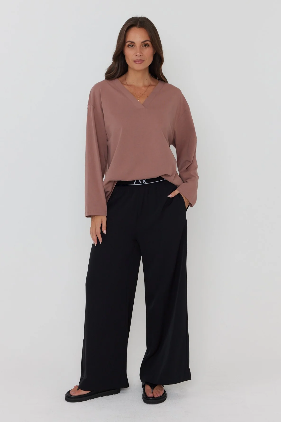 NIX V Long Sleeve Top Mahogany - Image 7